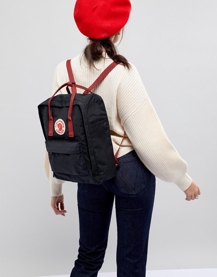 kanken red and black