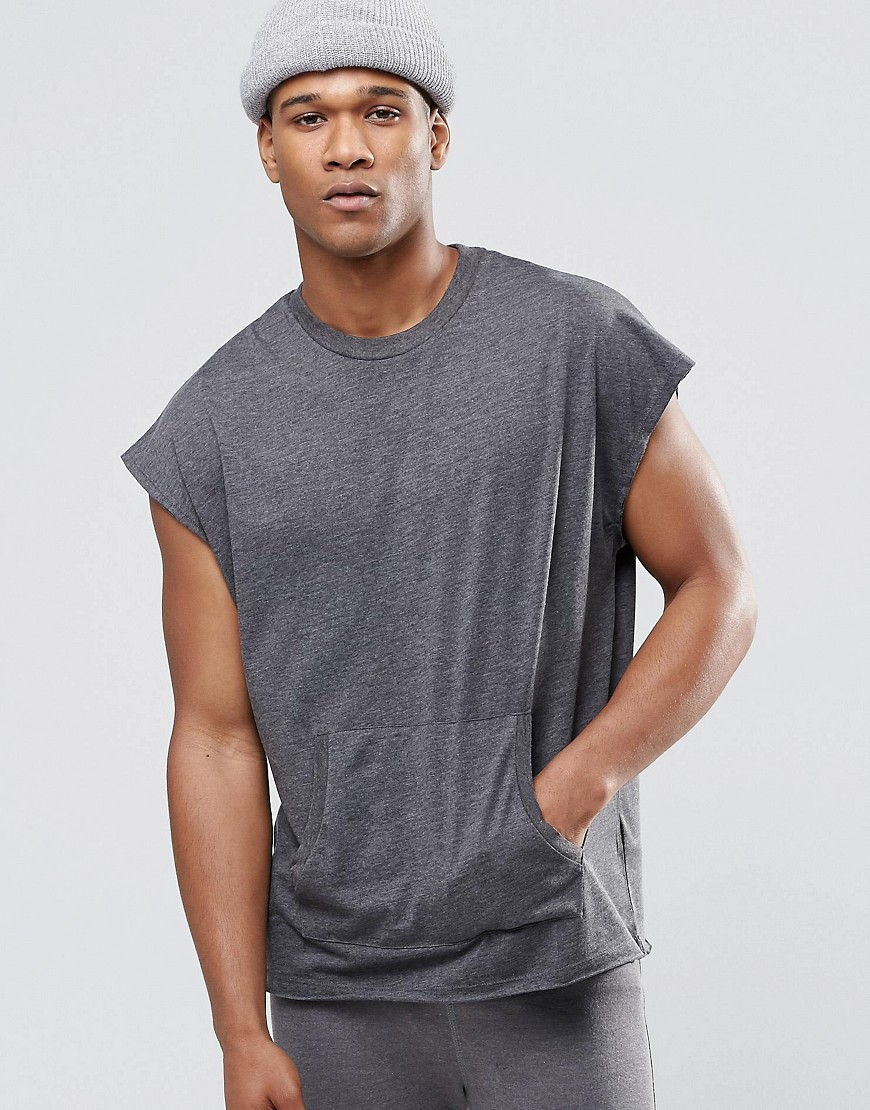 Download Asos Oversized T-shirt With Kangaroo Pocket in Gray for ...
