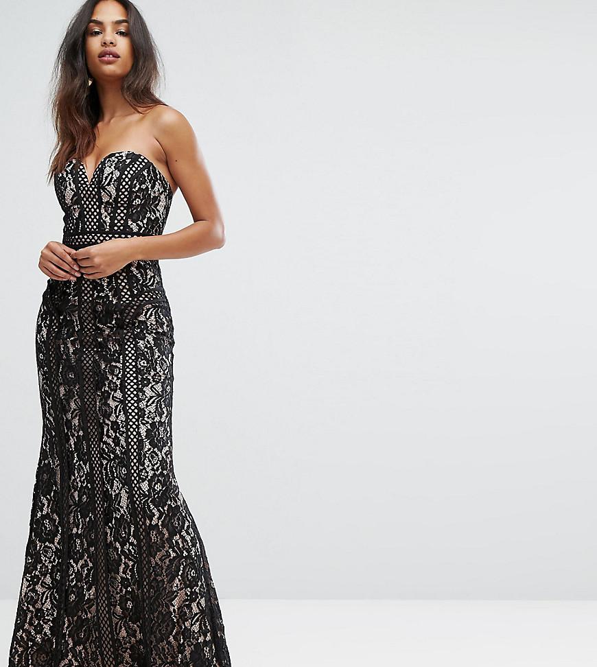 bariano sweetheart fishtail maxi dress in lace