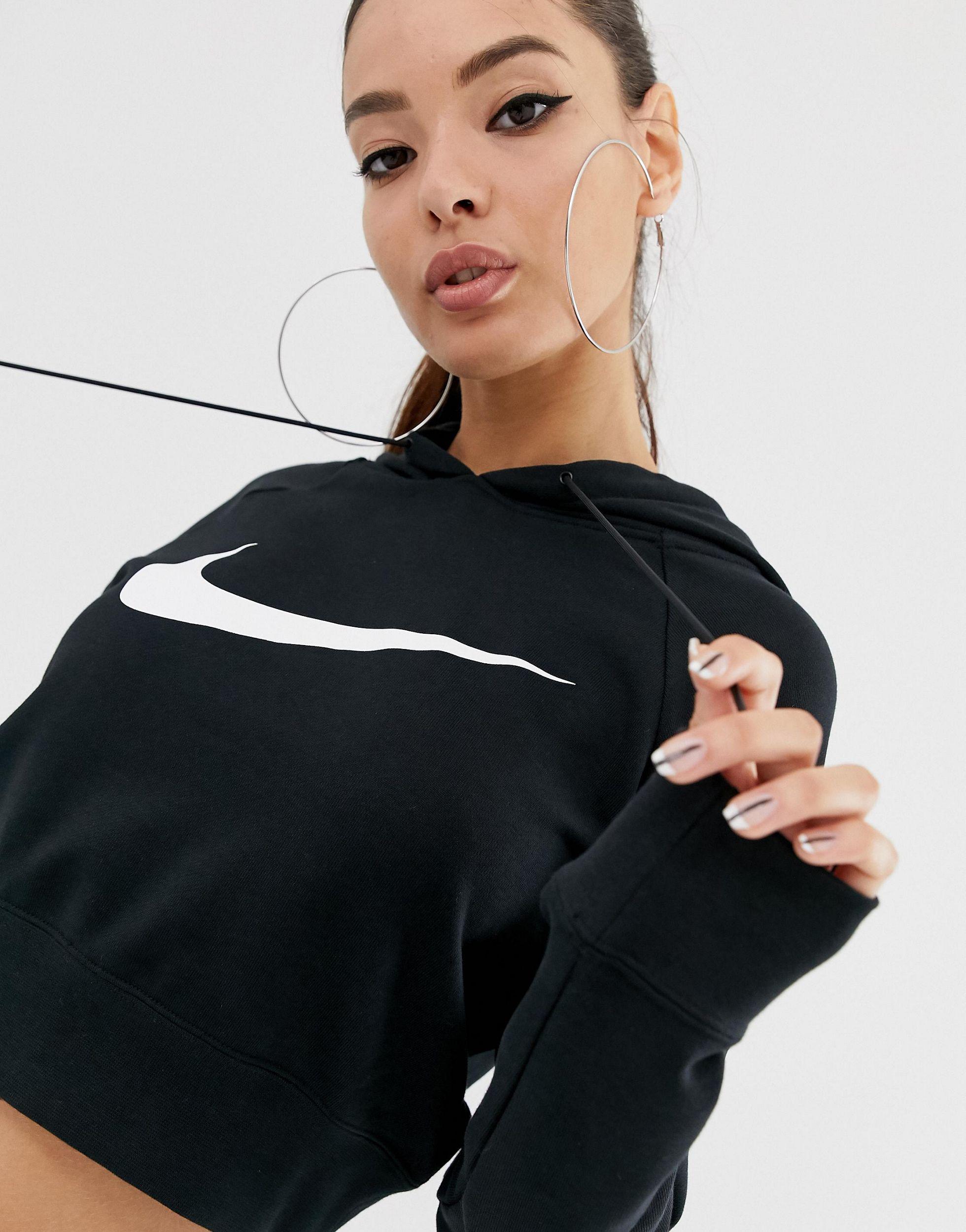 nike cropped zip up moletom com capuz in black