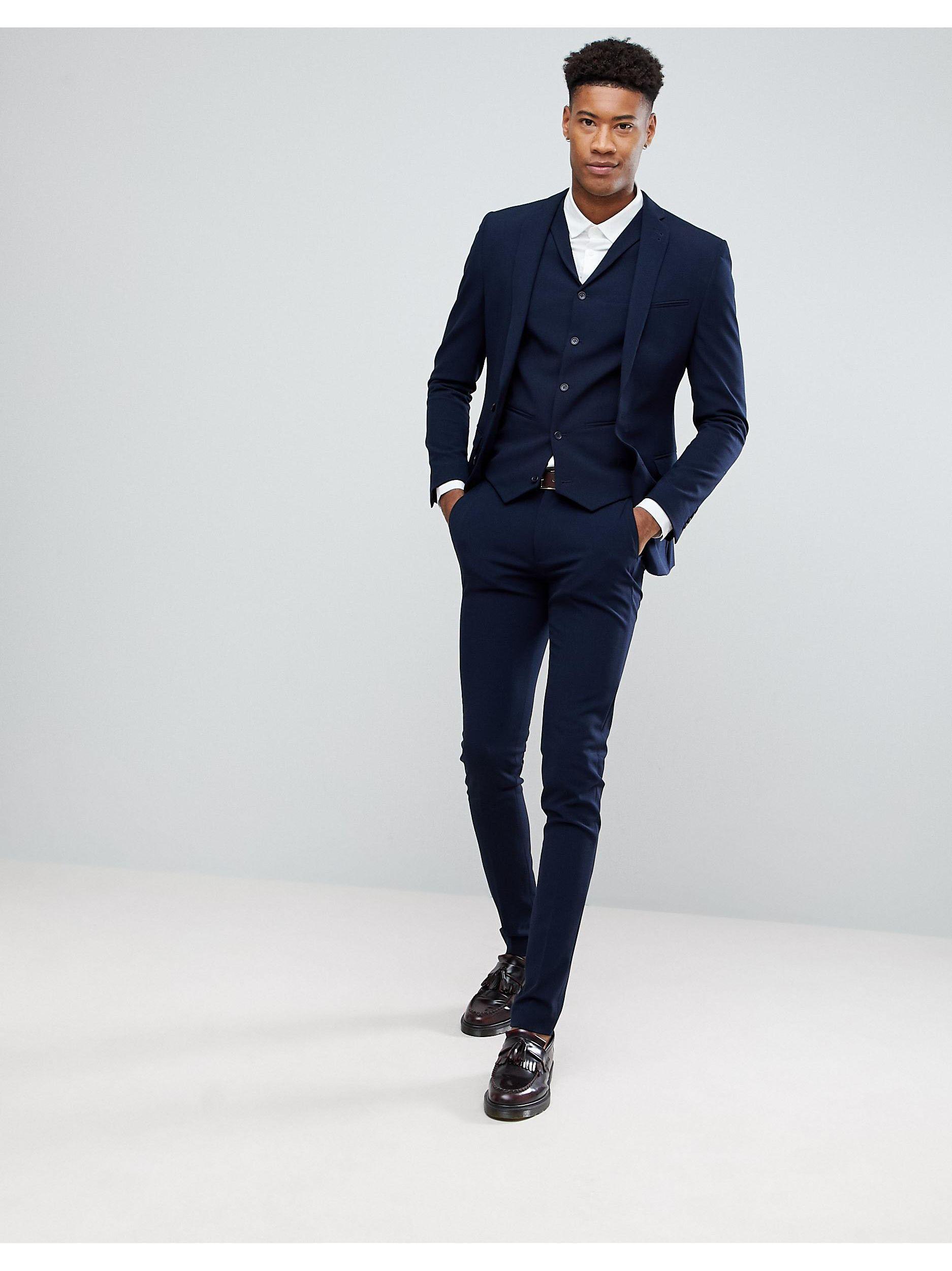 ASOS Denim Tall Super Skinny Fit Suit Waistcoat in Navy (Blue) for Men ...