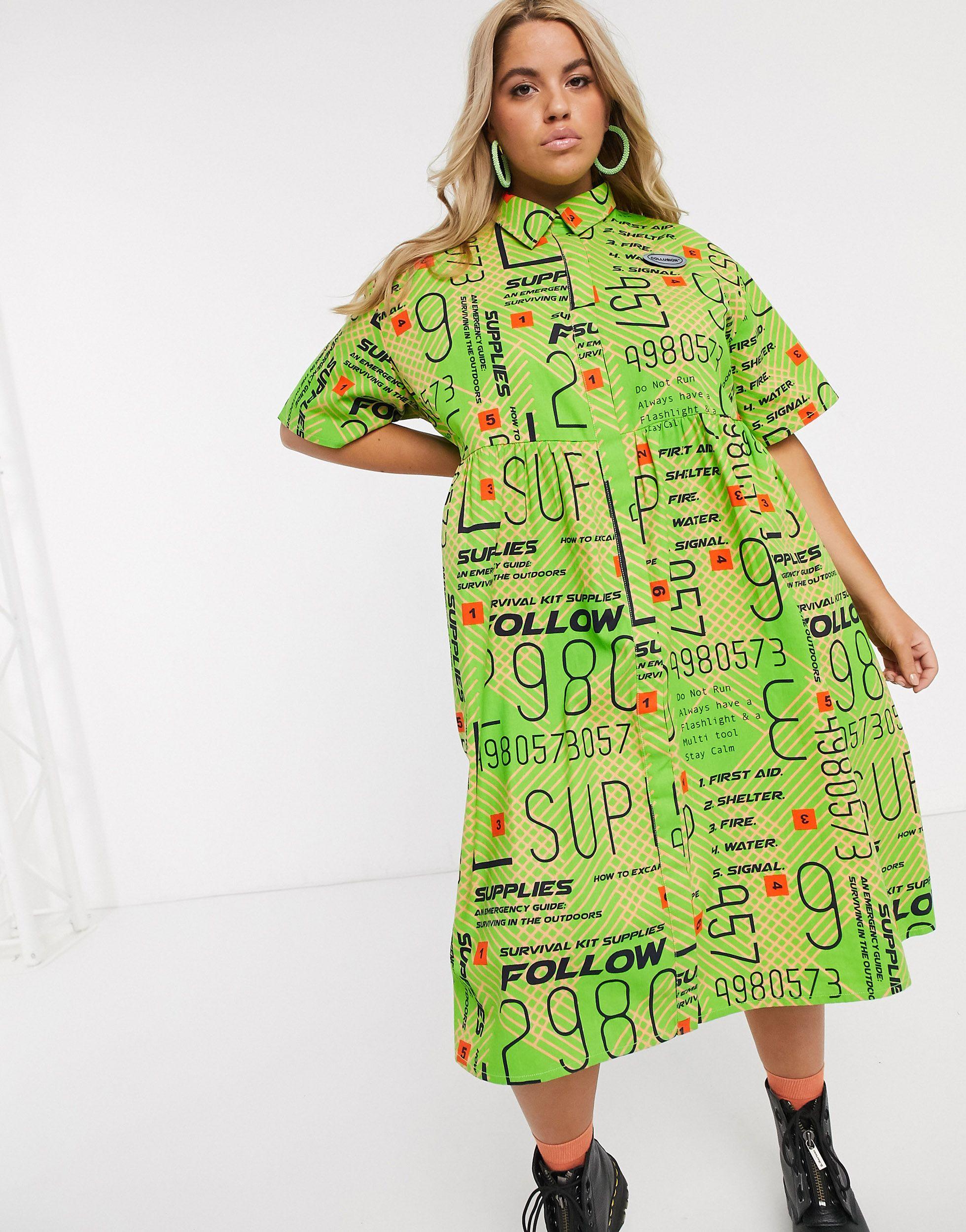 collusion leopard print midi smock dress