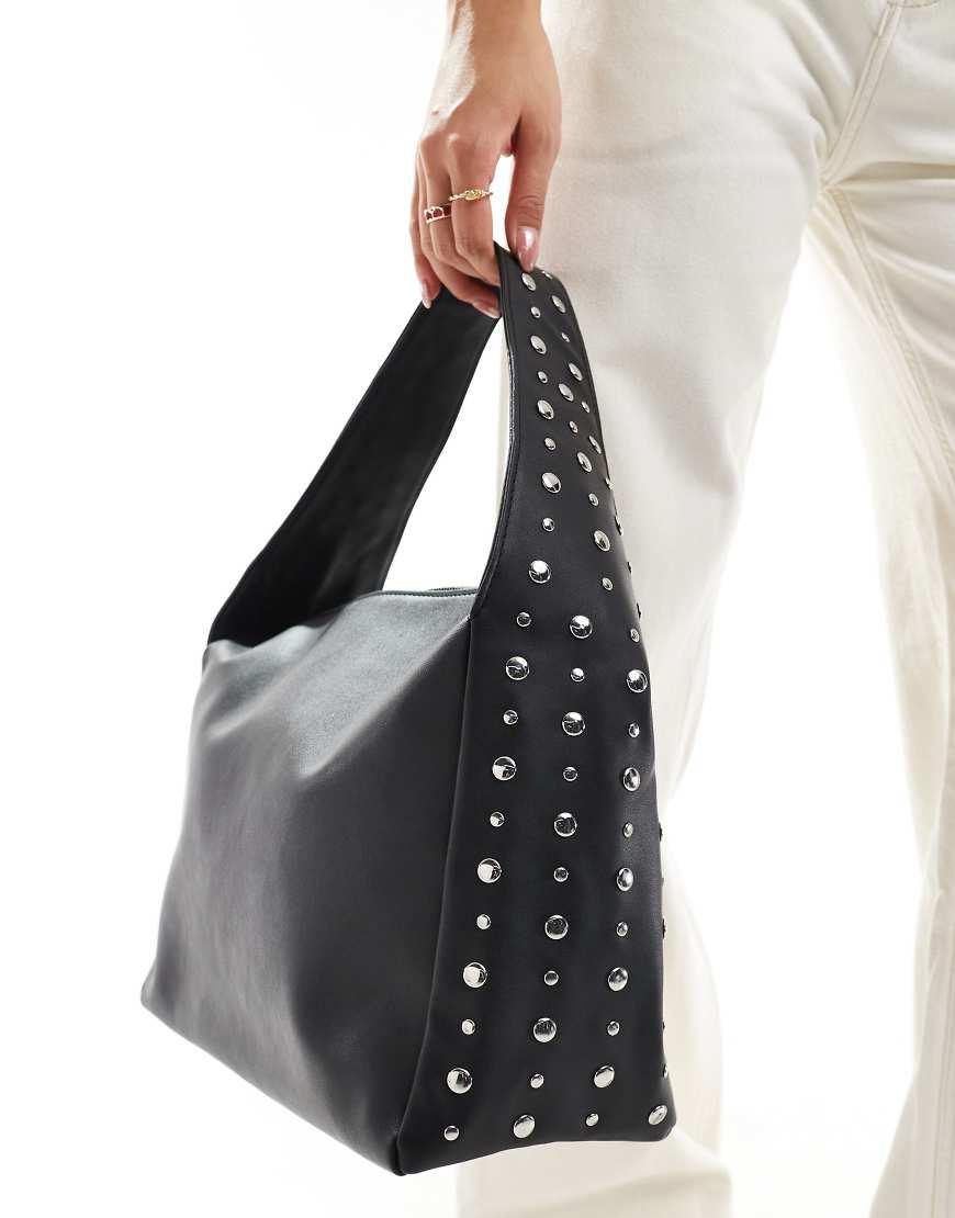 Glamorous Studded Shoulder Tote Bag in Black Lyst UK