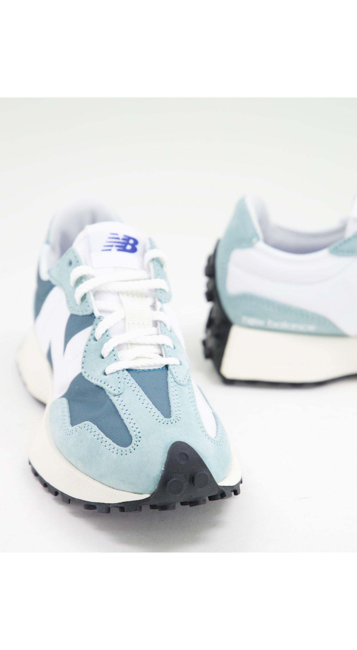 new balance 327 premium trainers in storm blue and white