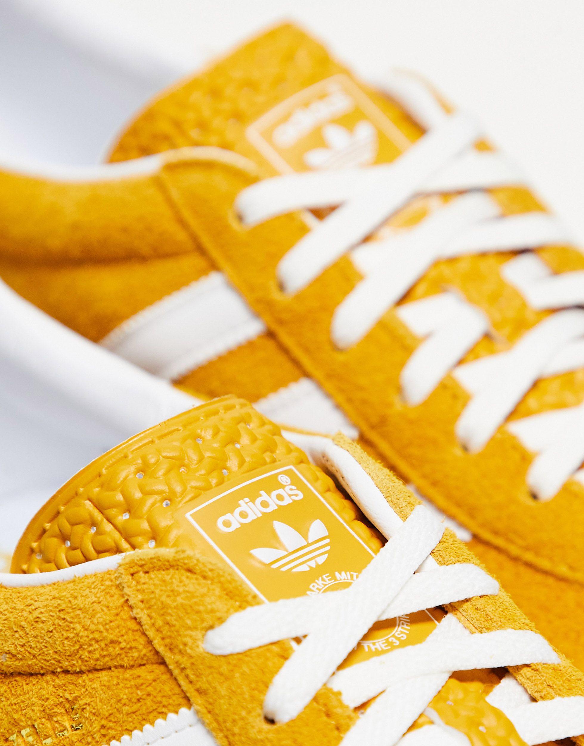 Adidas originals gazelle top trainers in mustard yellow