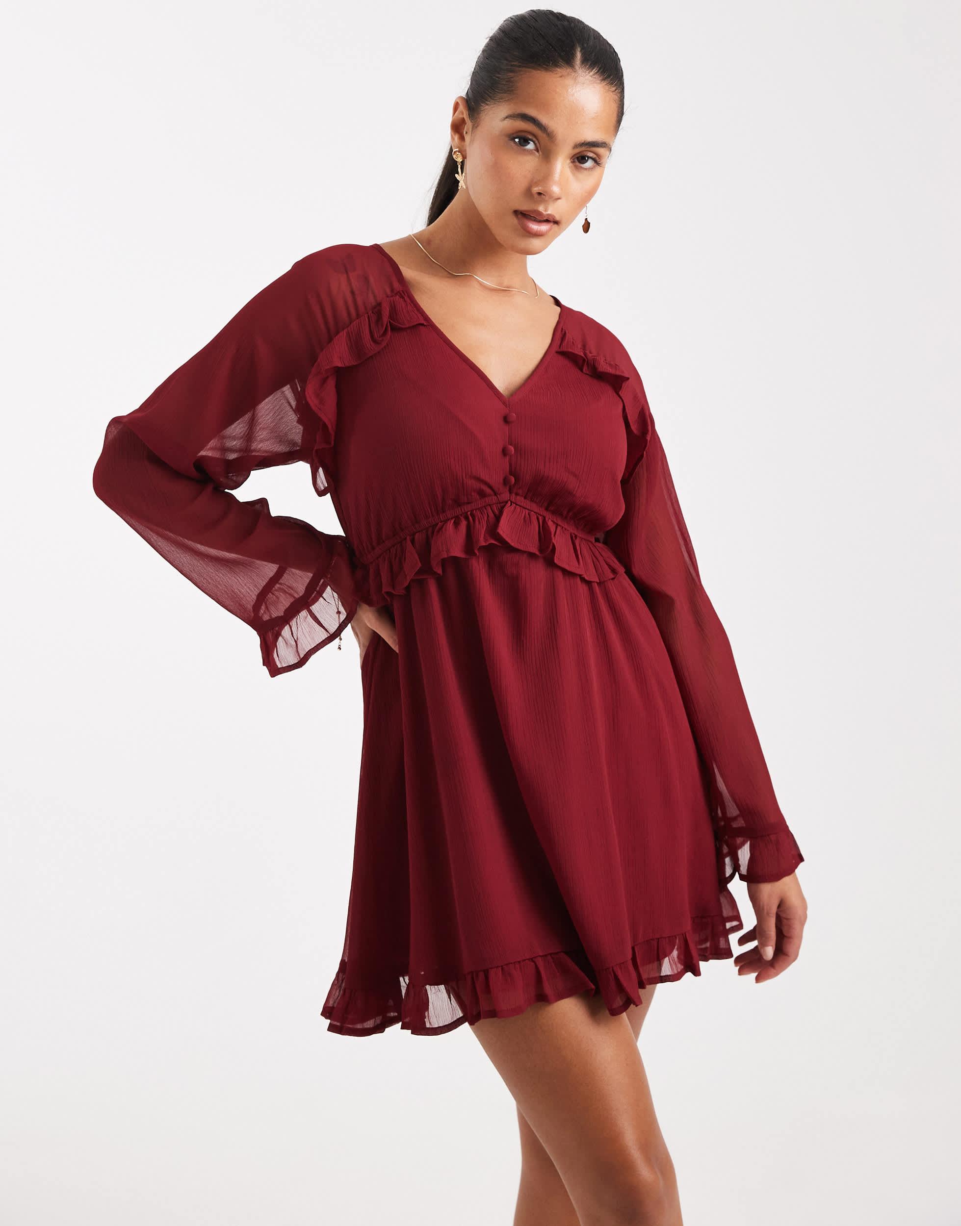 red floaty dress Women's Red Asymmetric Panelled Floaty Maxi Dress