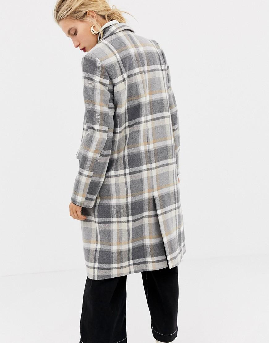 stradivarius check coat