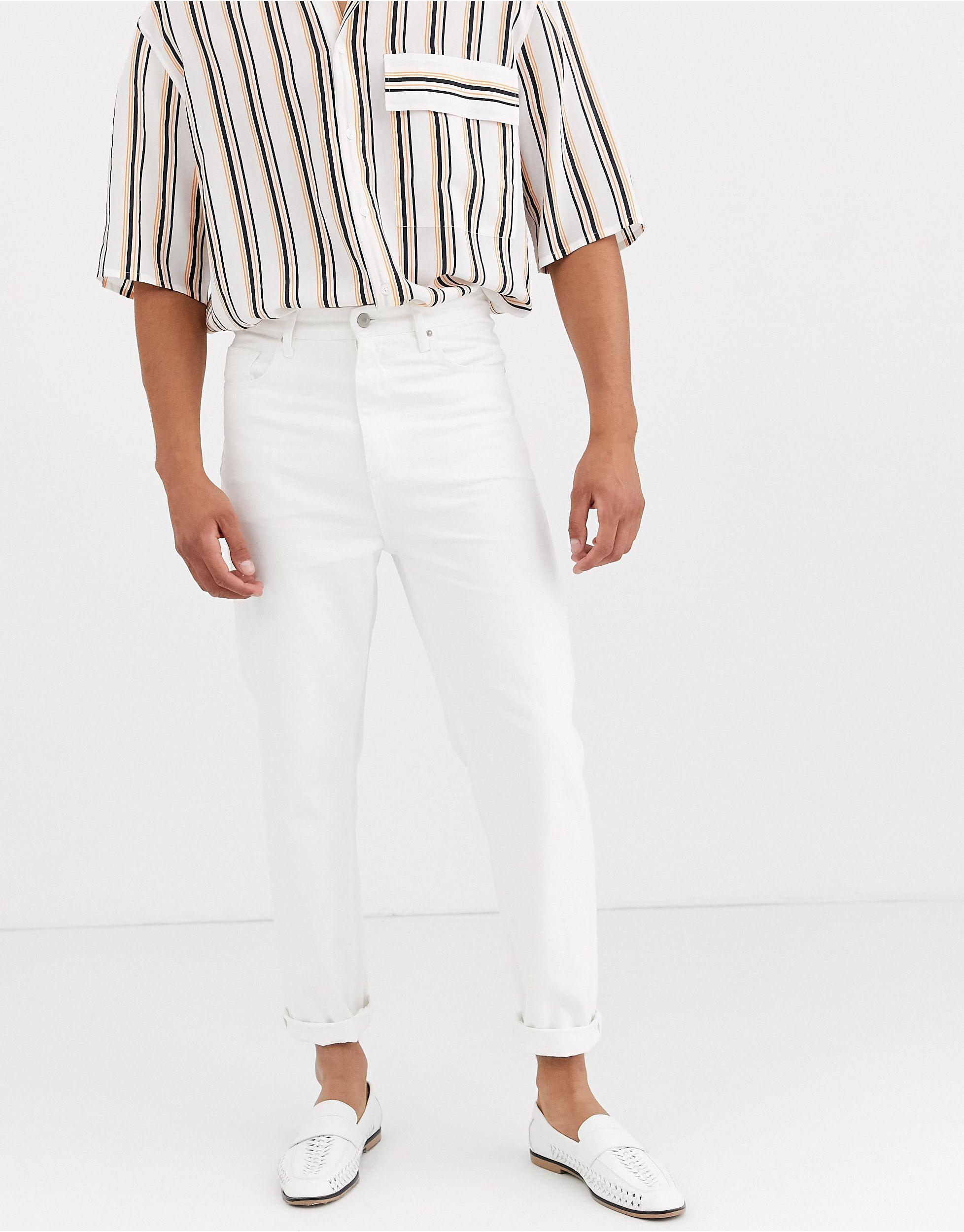 ASOS High Waisted Jeans in White for Men | Lyst