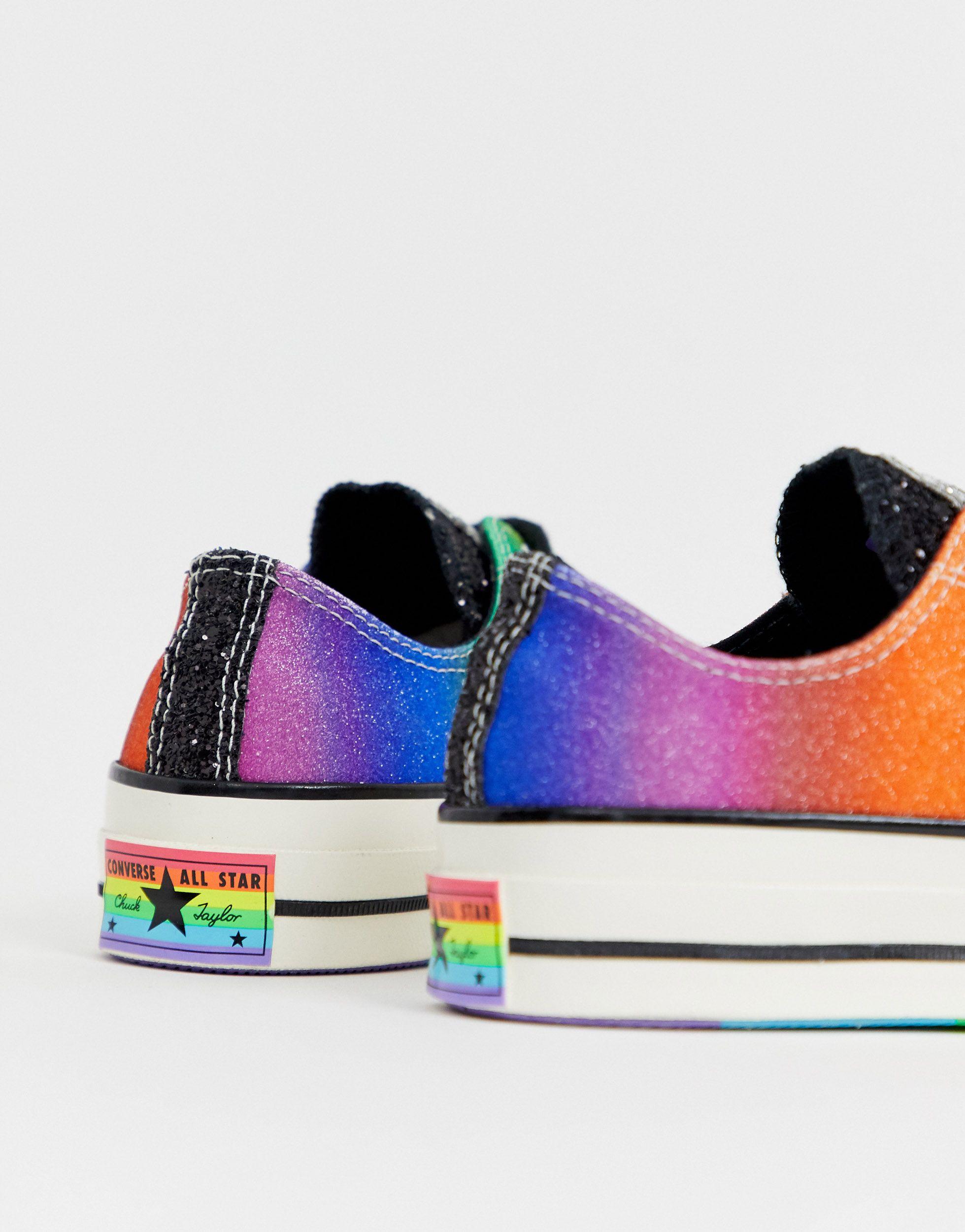 Converse Rubber Pride Chuck '70 Lo Rainbow Black Glitter Trainers Lyst
