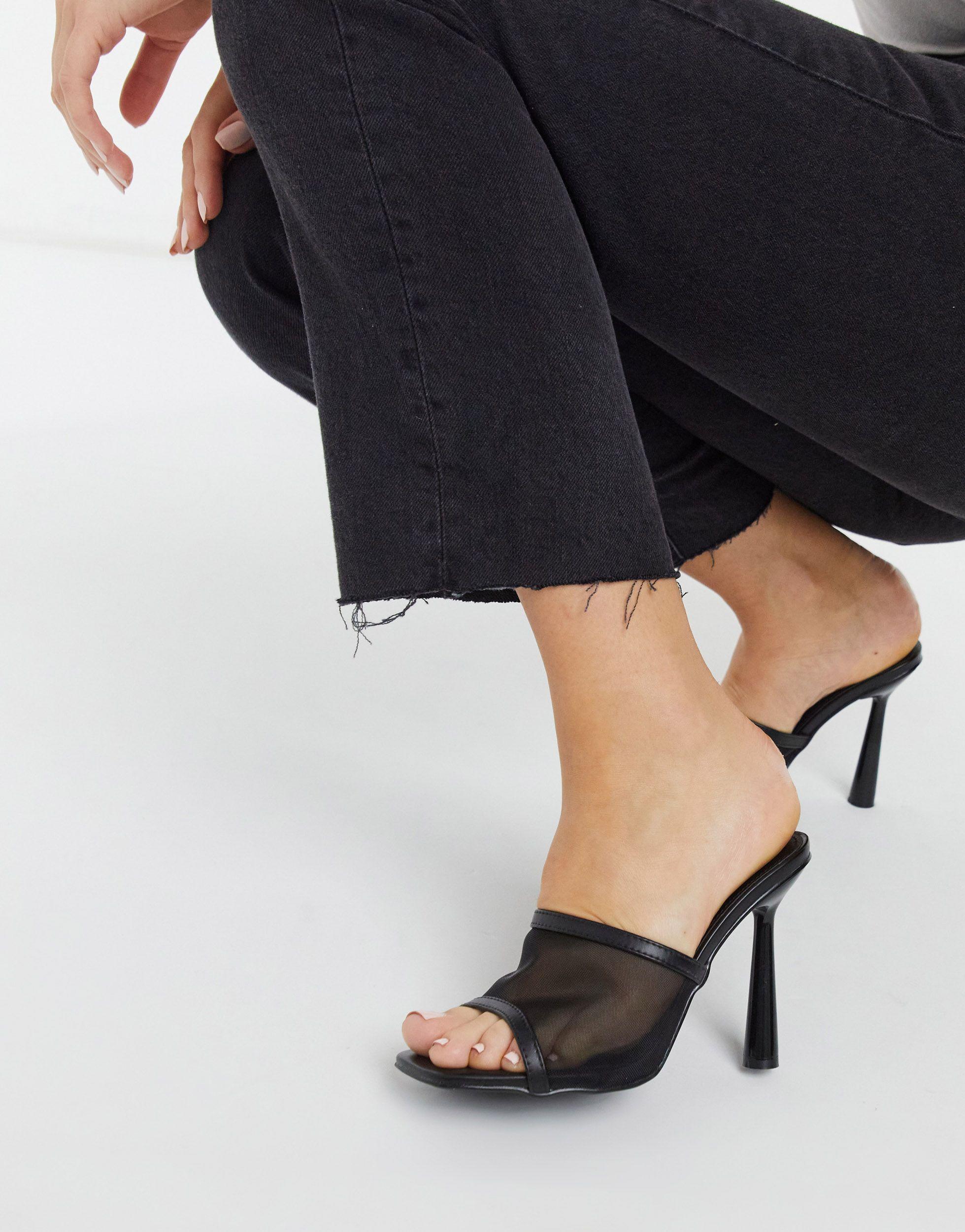 black stiletto mules
