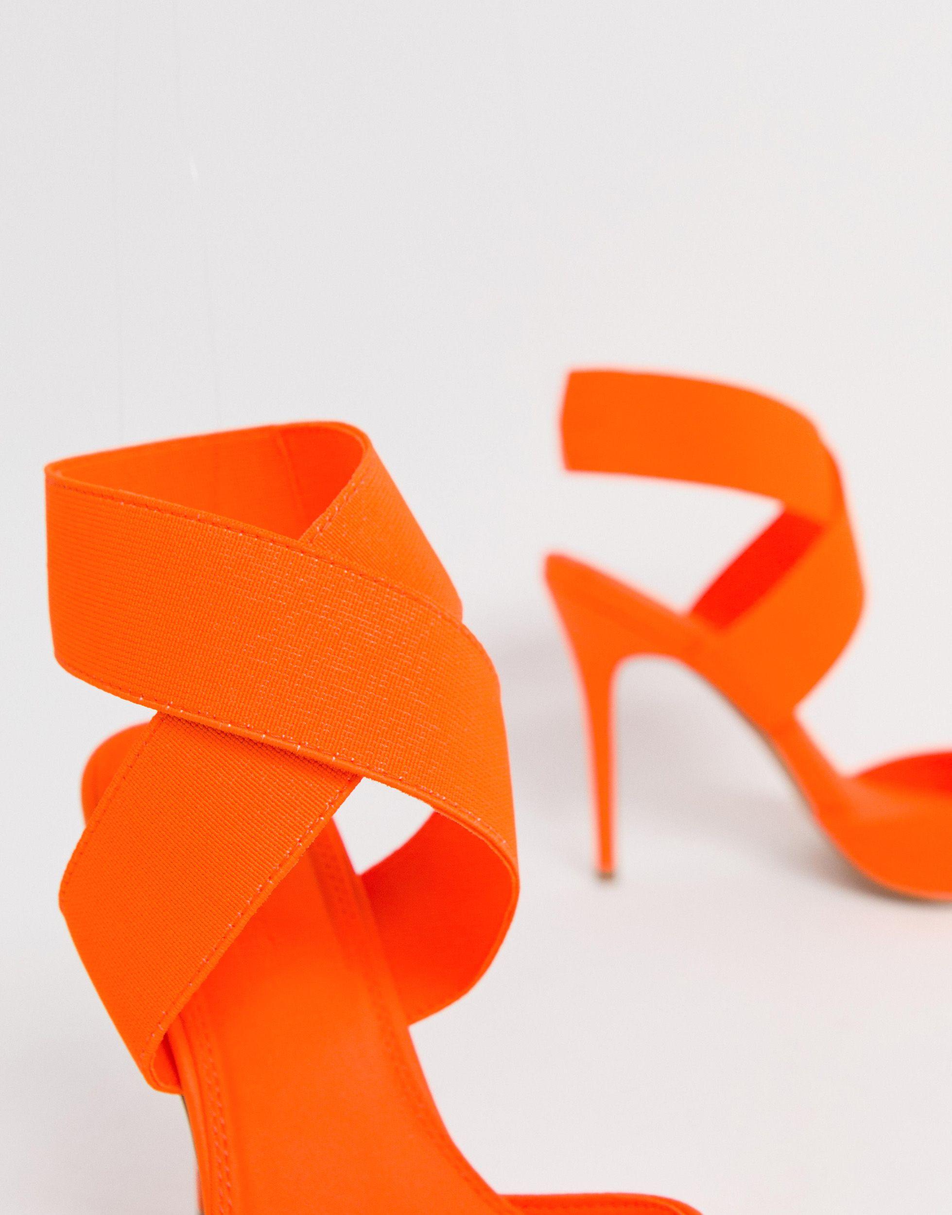 ASOS Wide Fit Payback Elastic High Heels in Orange | Lyst