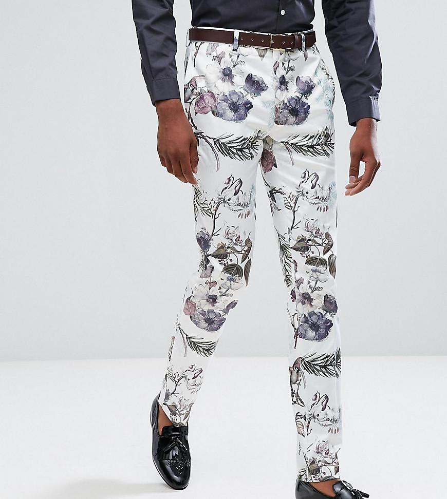 ASOS Synthetic Tall Wedding Skinny Smart Pants In Pastel Floral Print ...