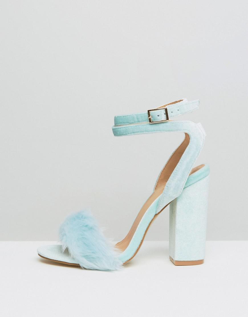 fluffy blue heels