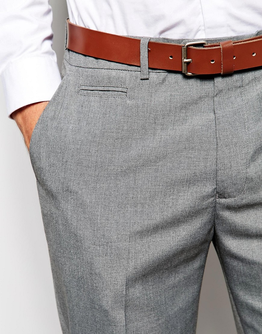 Lyst Asos Slim Smart Work Trousers In Mid Grey in Gray for Men