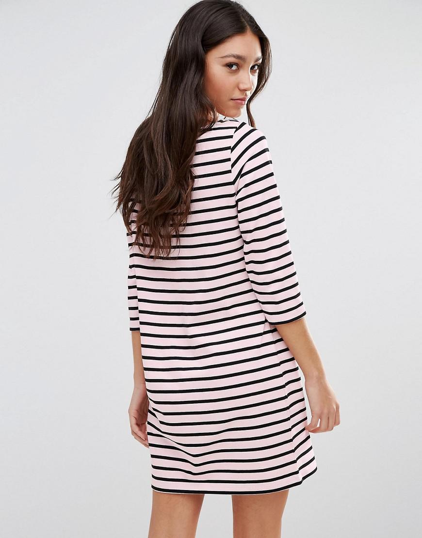 Ganni Cotton Old Spice Striped Dress in Pink - Lyst