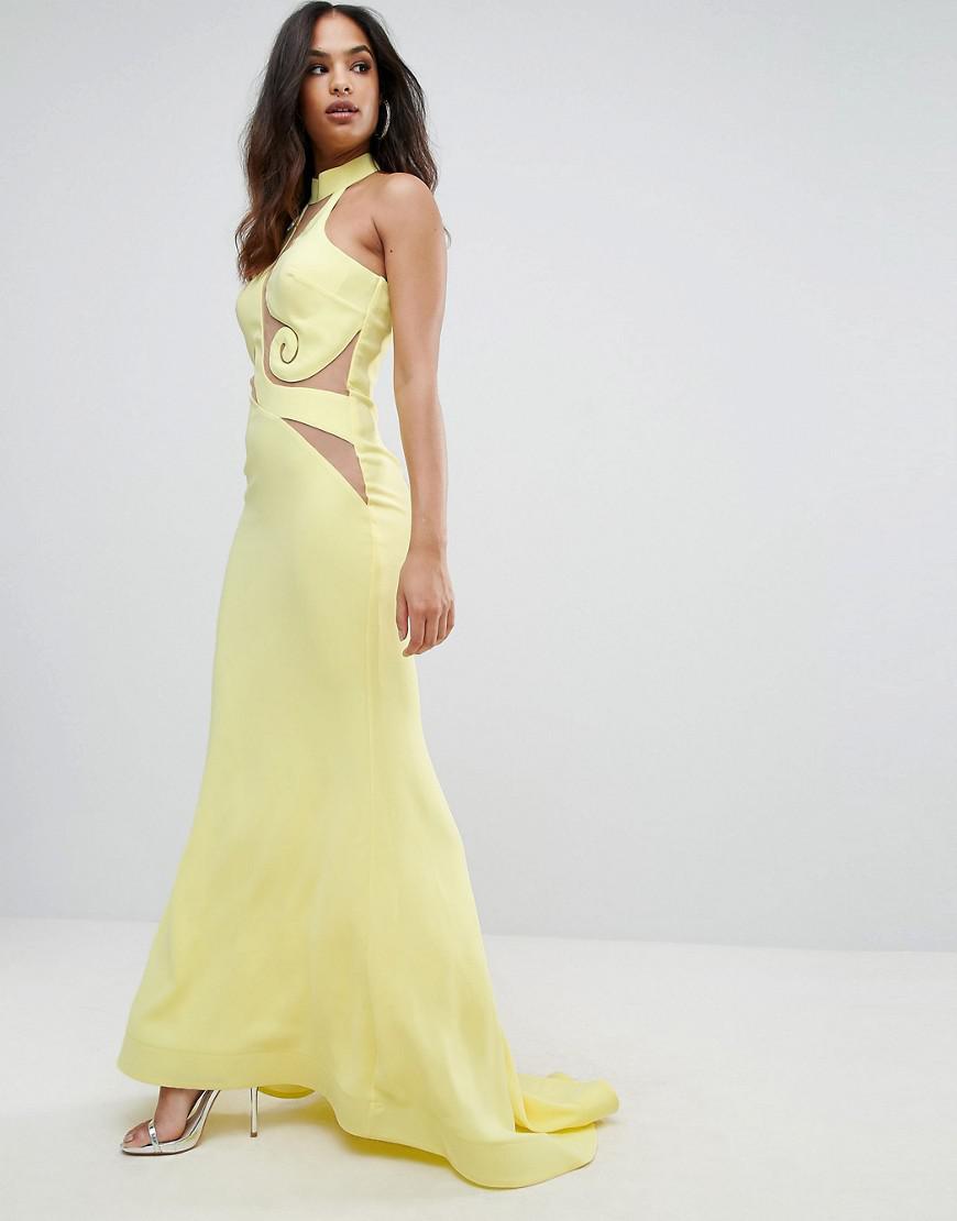 yellow halter neck maxi dress