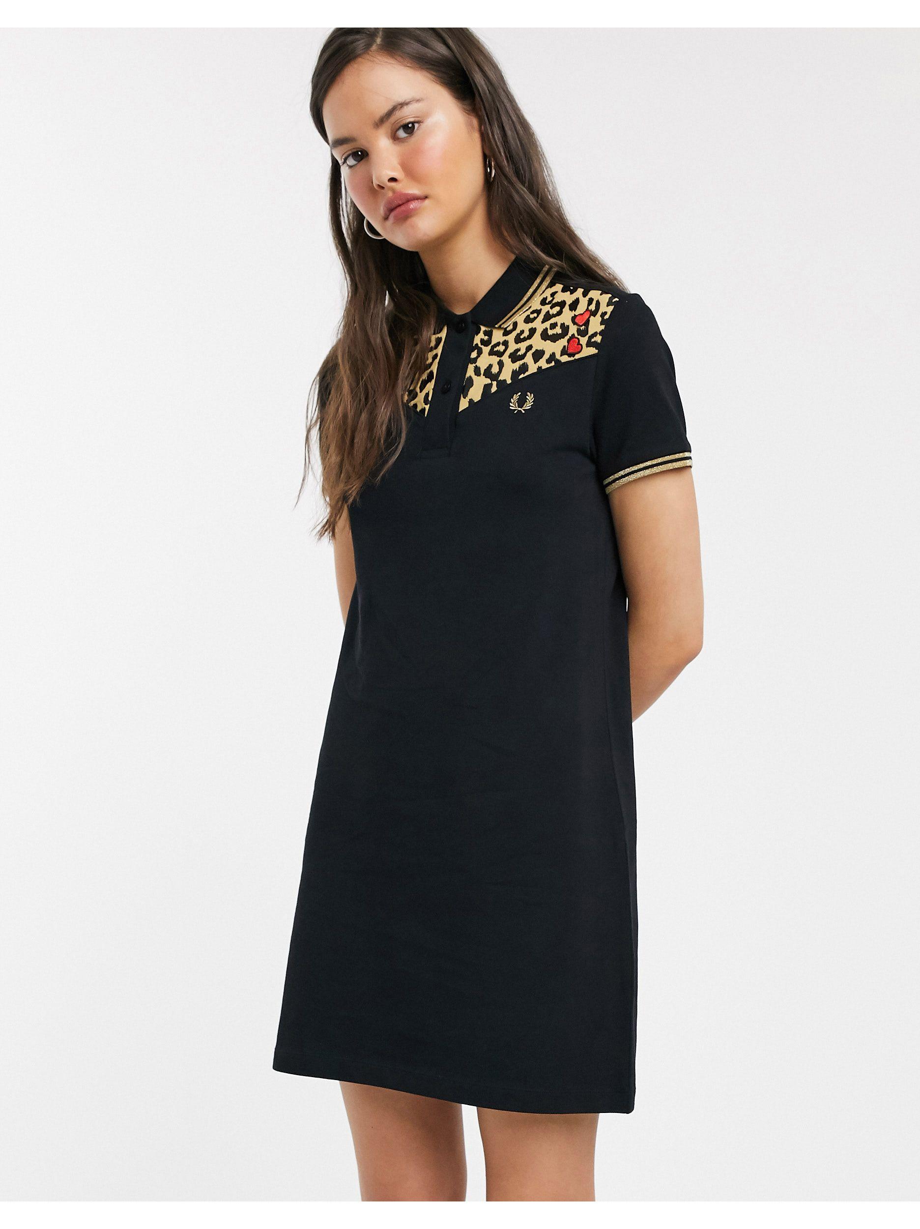 Fred Perry Cotton X Amy Winehouse Foundation Leopard Print Pique  Dress-black | Lyst