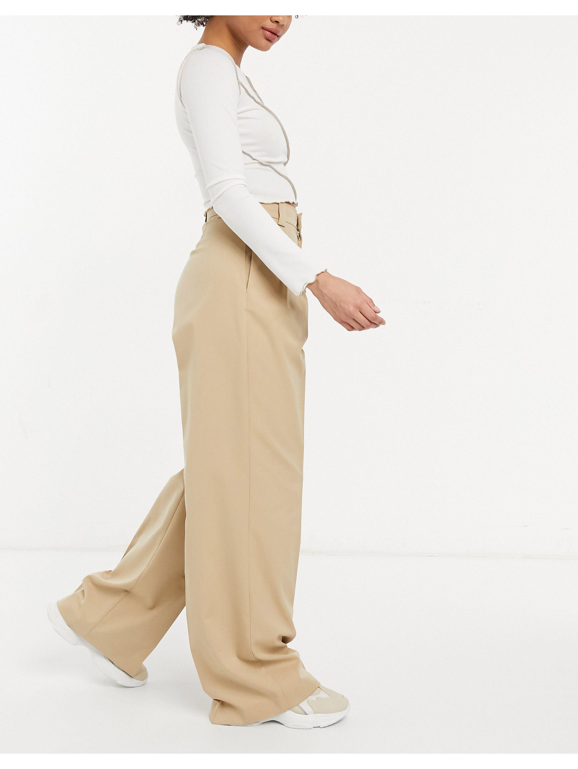 Pull&Bear Wide Leg Slouchy Dad Pants in Natural | Lyst