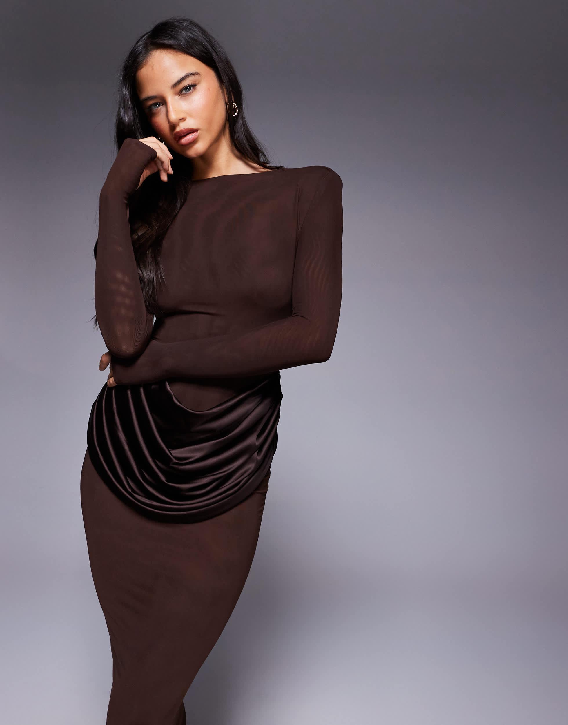 Wanderdoll Wander Doll Eman Long Sleeve Slash Neck Satin Drape