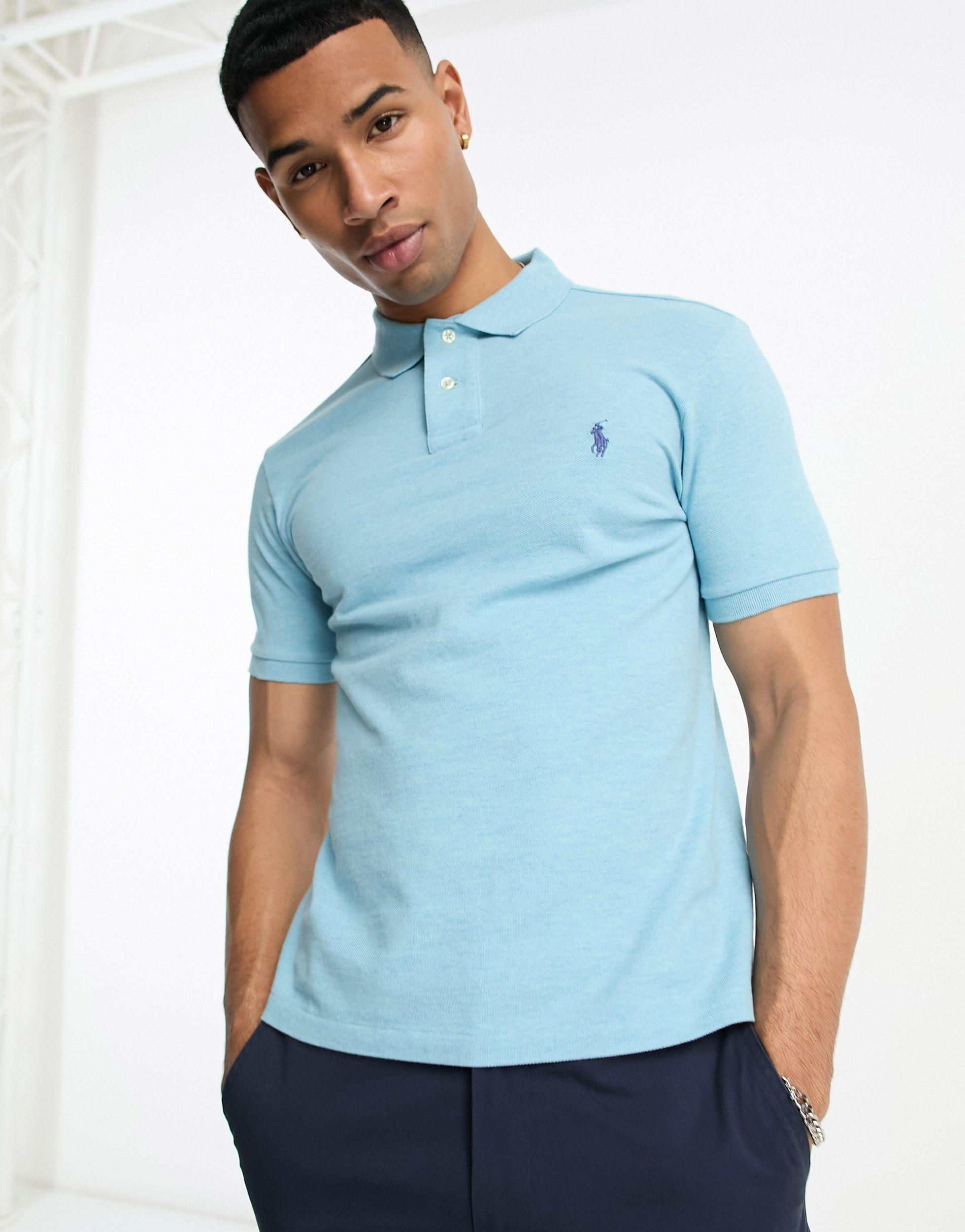 Polo Ralph Lauren Icon Logo Slim Fit Pique Polo in Blue for Men | Lyst