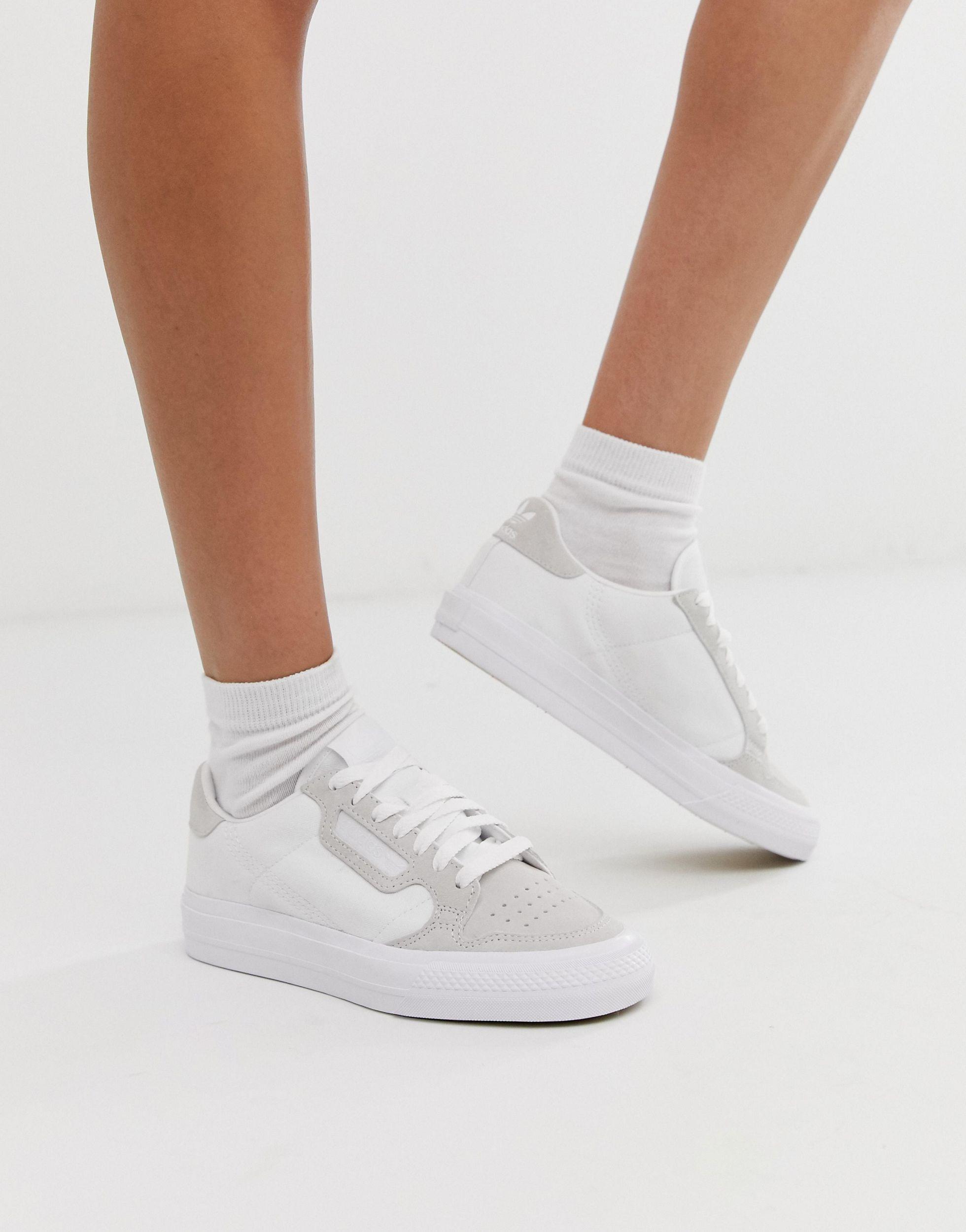 adidas originals continental vulc leather trainers white