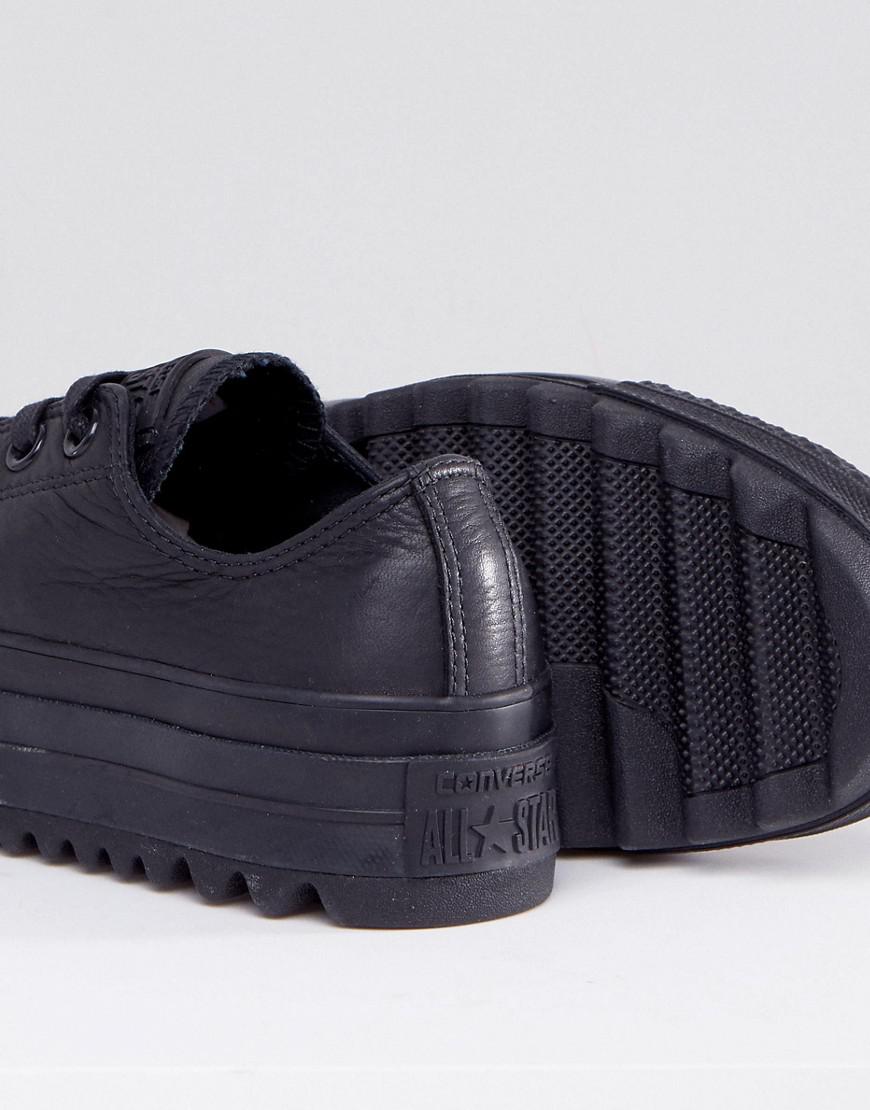 converse chuck taylor all star lift ripple ox trainers in black