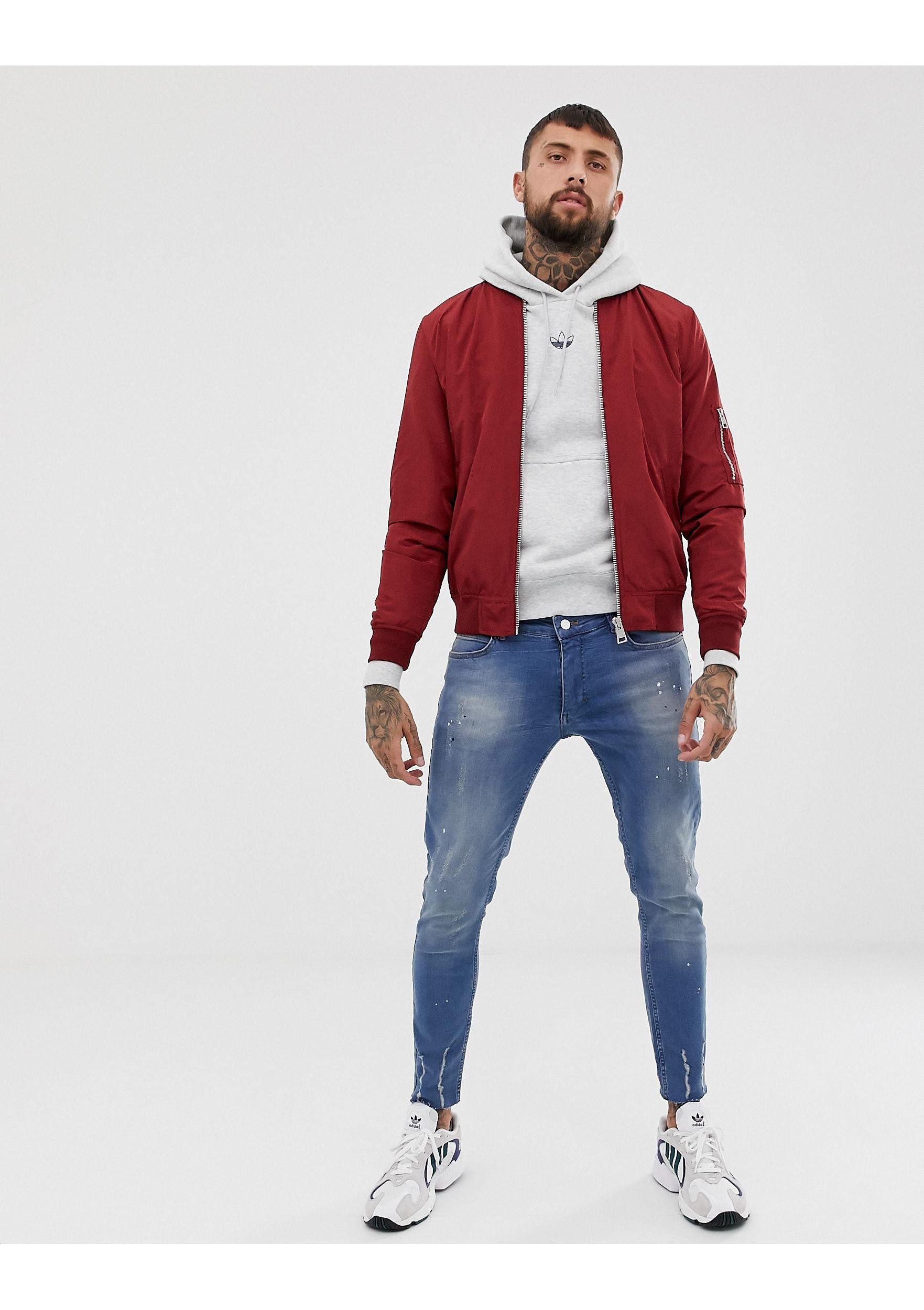 adidas originals floating 3 stripe hoodie in grey