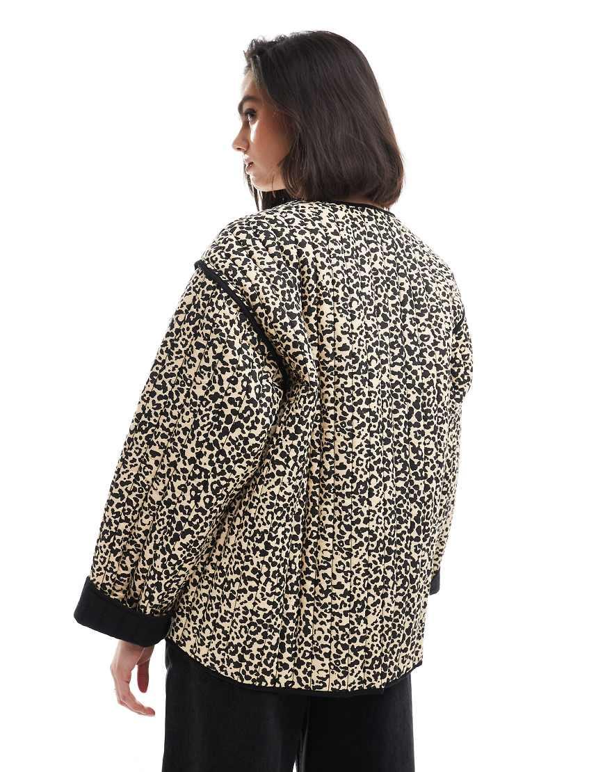 ASOS Quilted Leopard Print Jacket in Grey Lyst UK