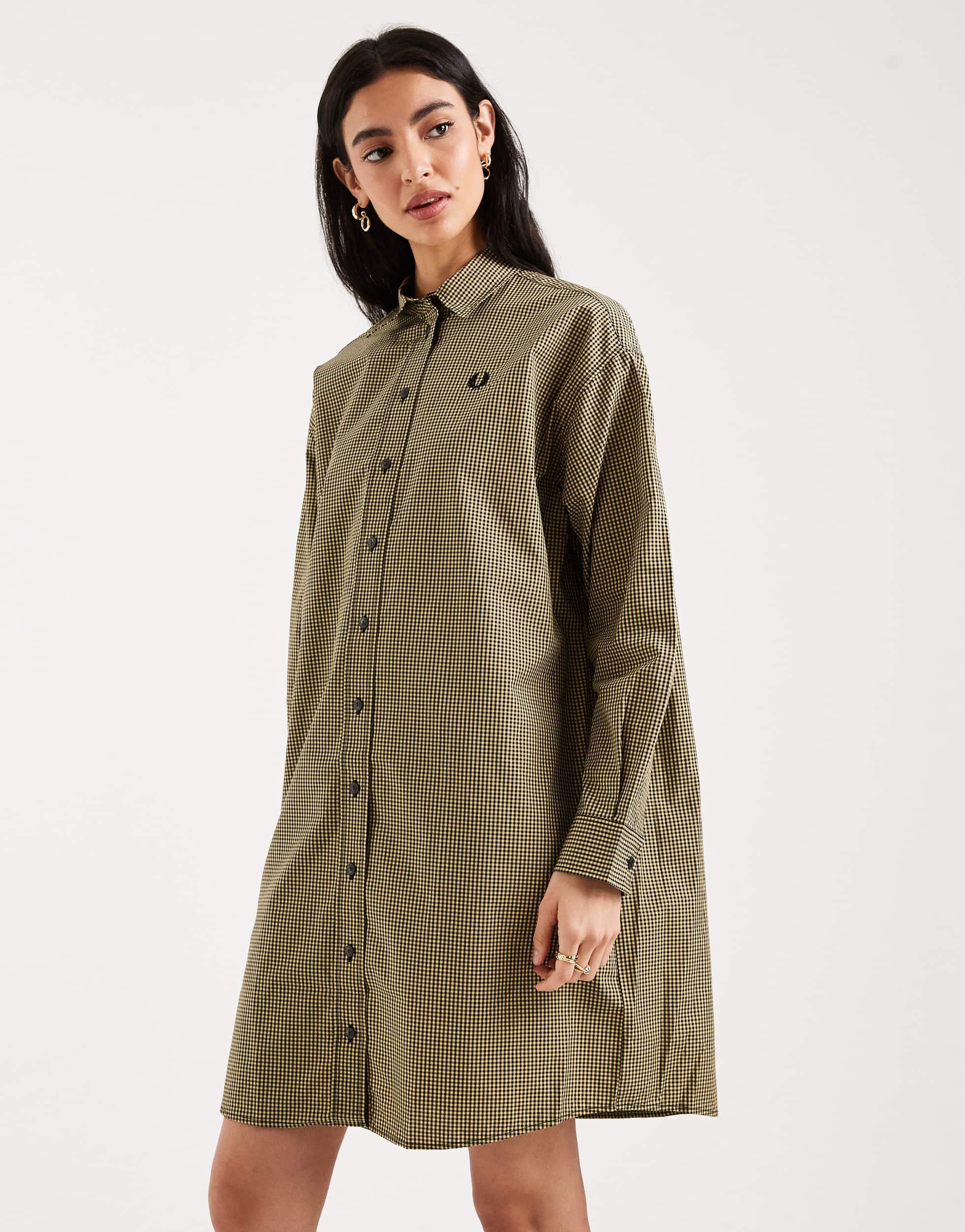 chinese dress ladies Fred Perry | Fishtail hem shirt dress in black