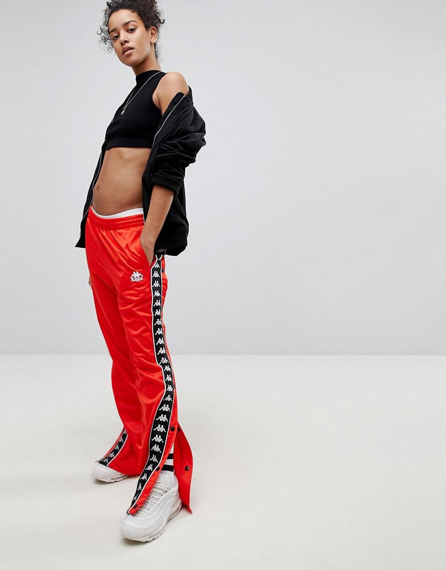 Beer liefde silhouet Kappa Relaxed Tracksuit Bottoms With Popper Sides Co-ord in Red | Lyst