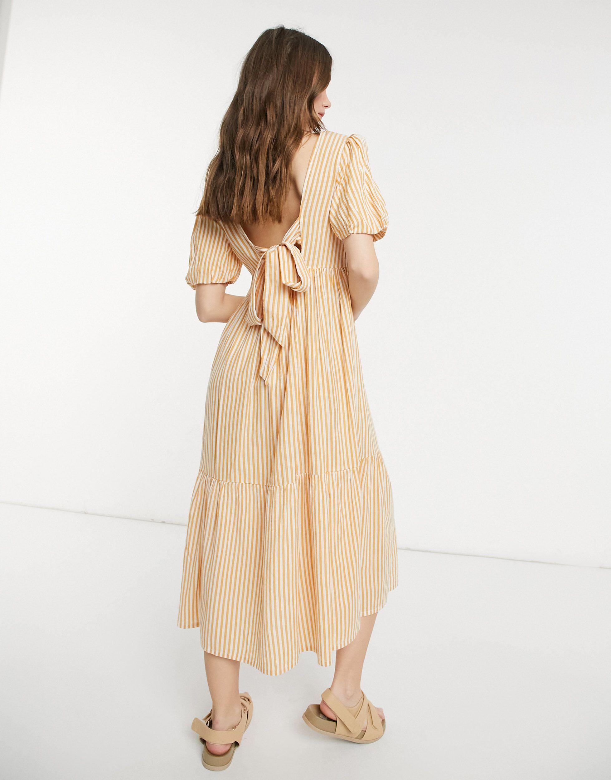 warehouse tie back midi dress