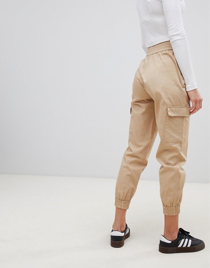 Stradivarius Cargo Pant With Belt in Natural | Lyst