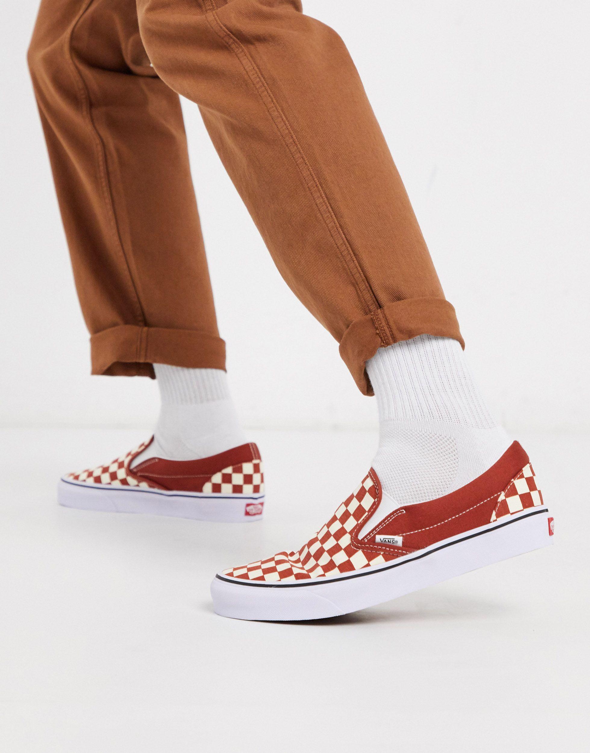 Classic - Sneakers a scacchi rossi/bianchi da Uomo di Vans in Rosso | Lyst