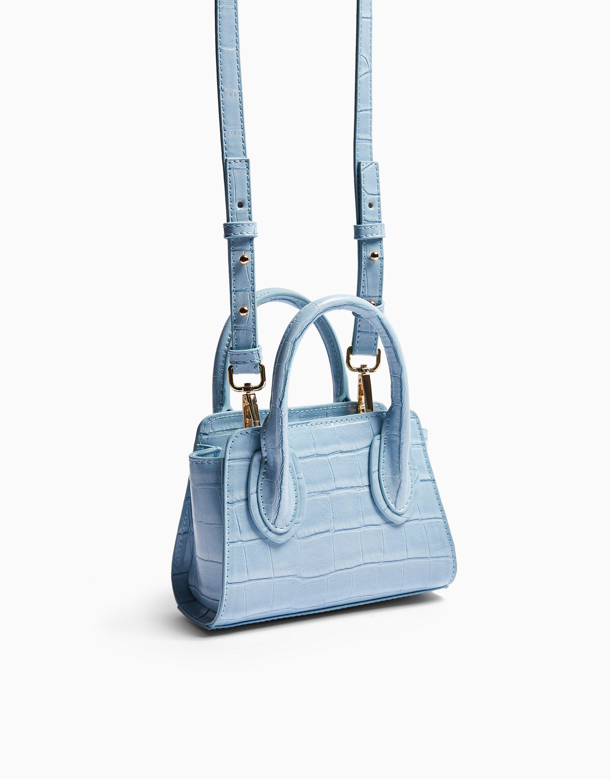 TOPSHOP Mini Croc Tote Bag in Blue | Lyst