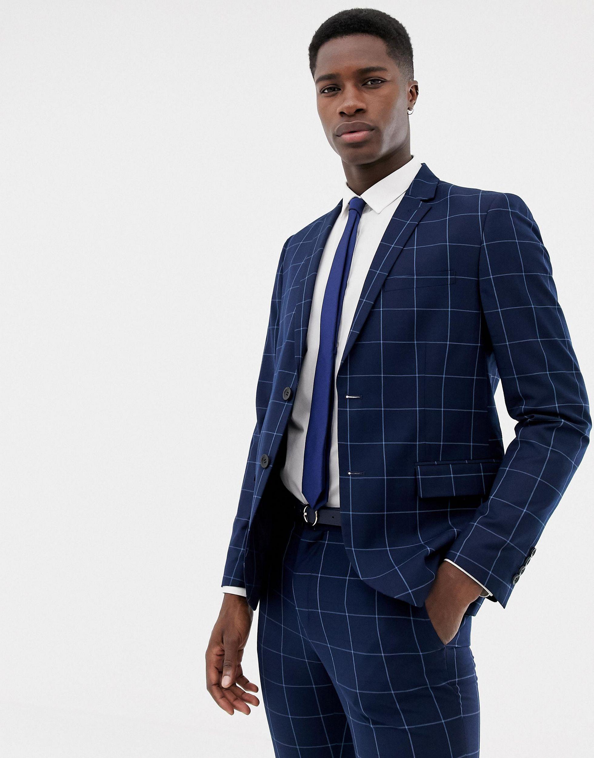 blue check suit jacket