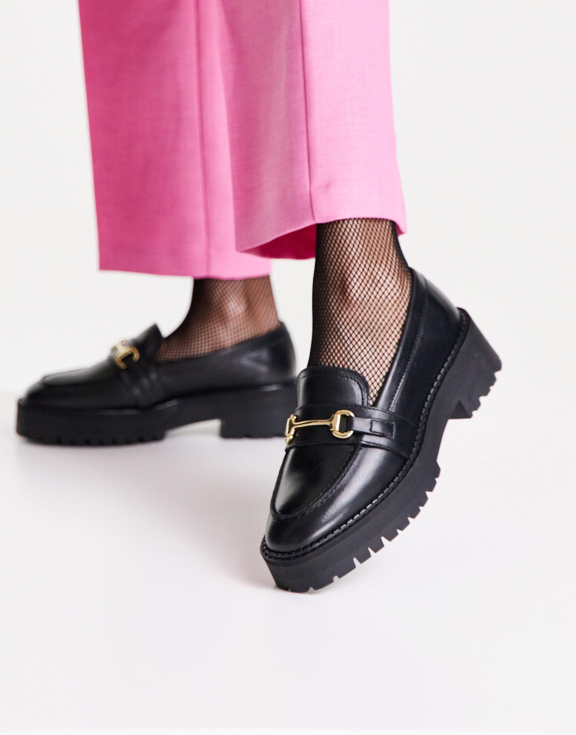 & other stories lace up chunky sole loafers in black