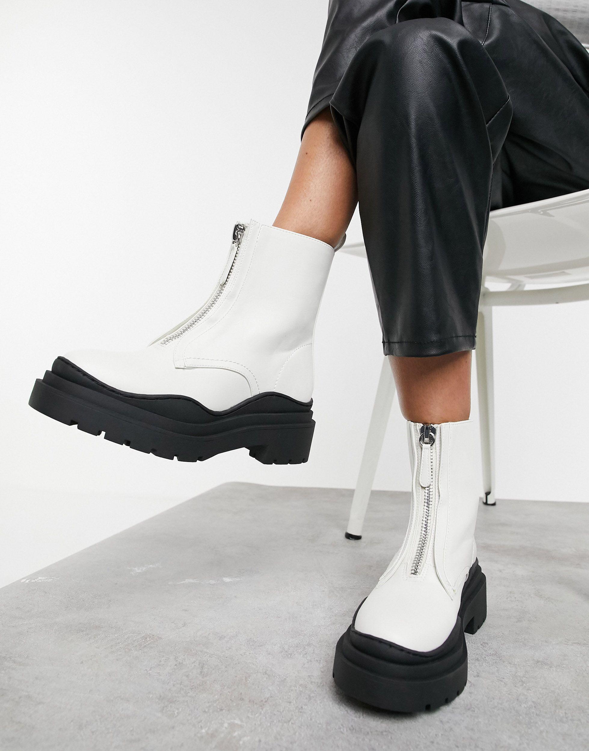 Mango Zip Front Chunky Sole Boots | Lyst