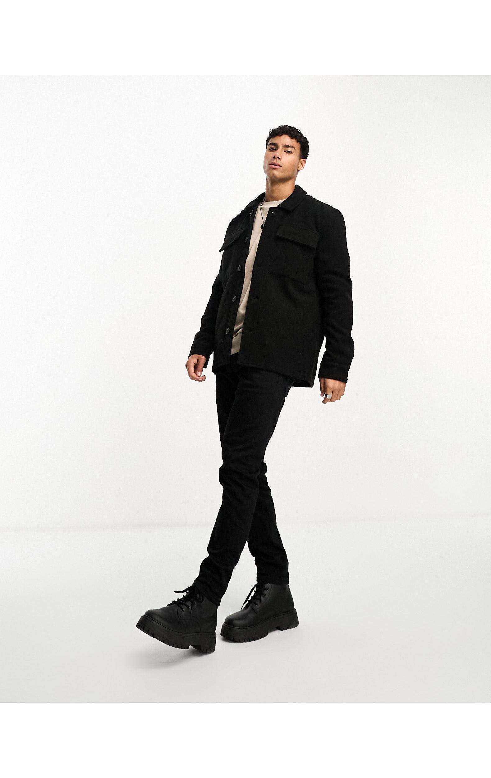 Le Breve Short Collar Jacket in Black for Men