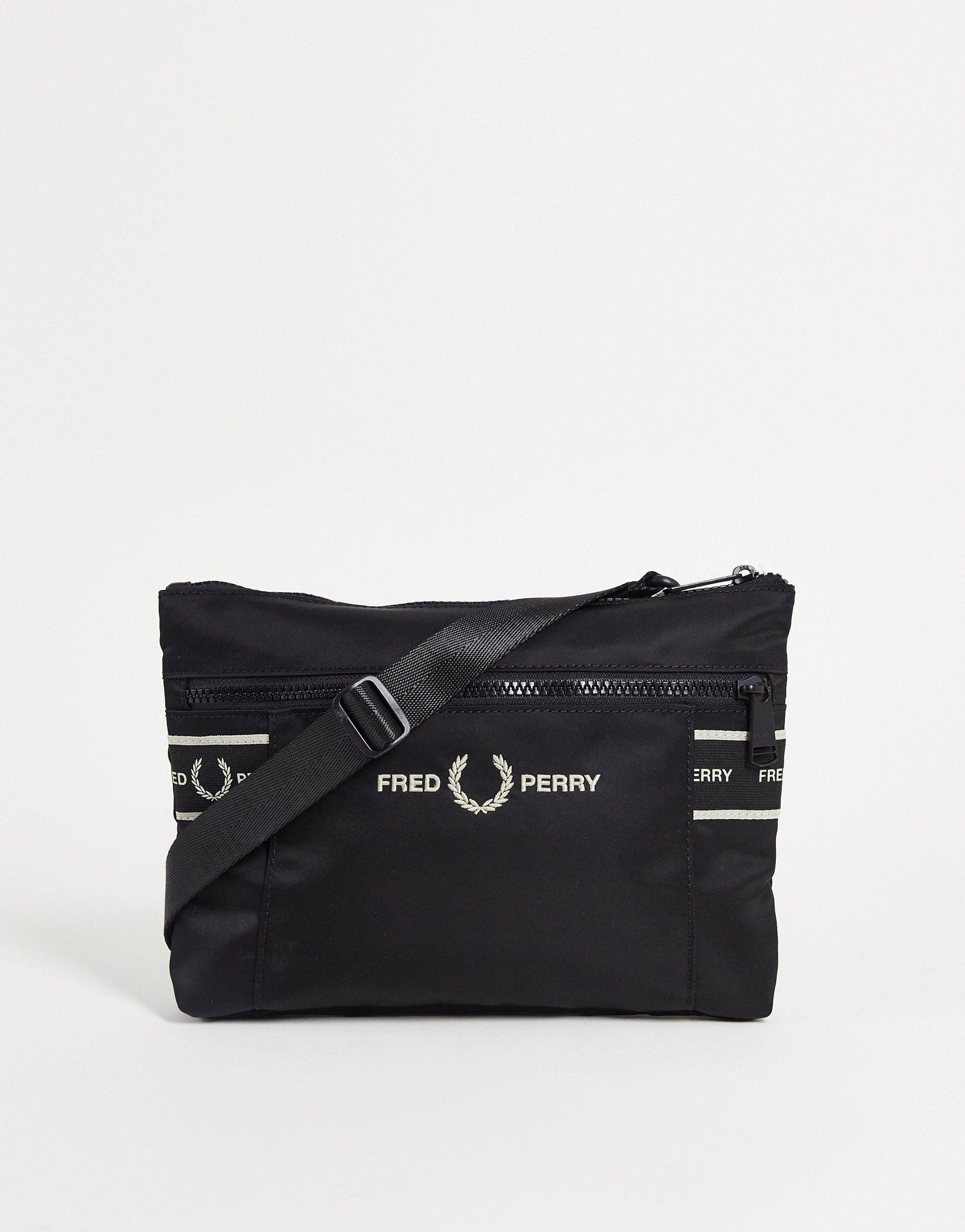 Fred Perry Taped Crossbody Flight Bag in Black for Men Lyst