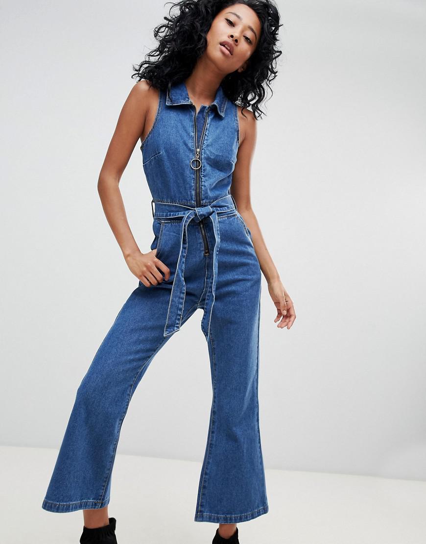 jean flare jumpsuit