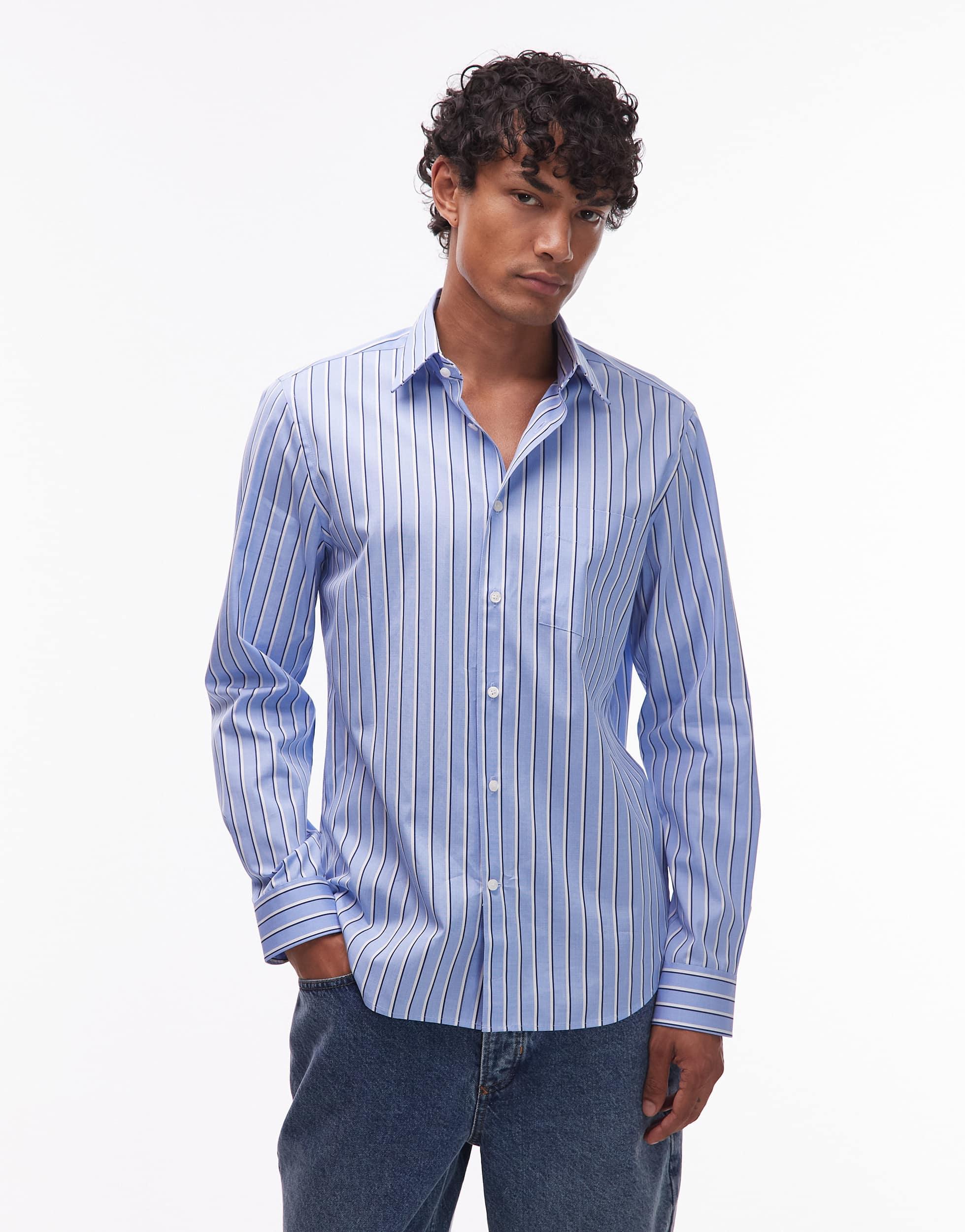 tasso elba dress shirts Tasso Elba Men's White and Blue Plaid Long Sleeve Shirt | Size XL