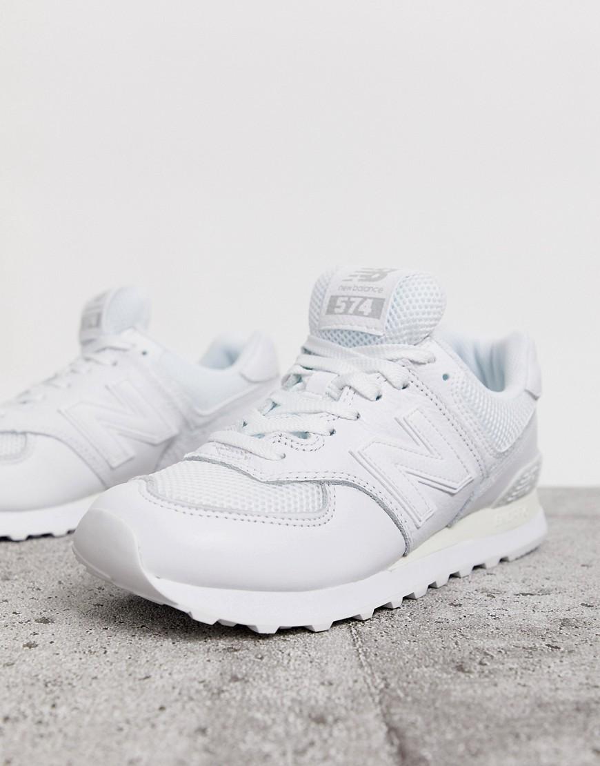 New Balance Leather 574 Triple White 