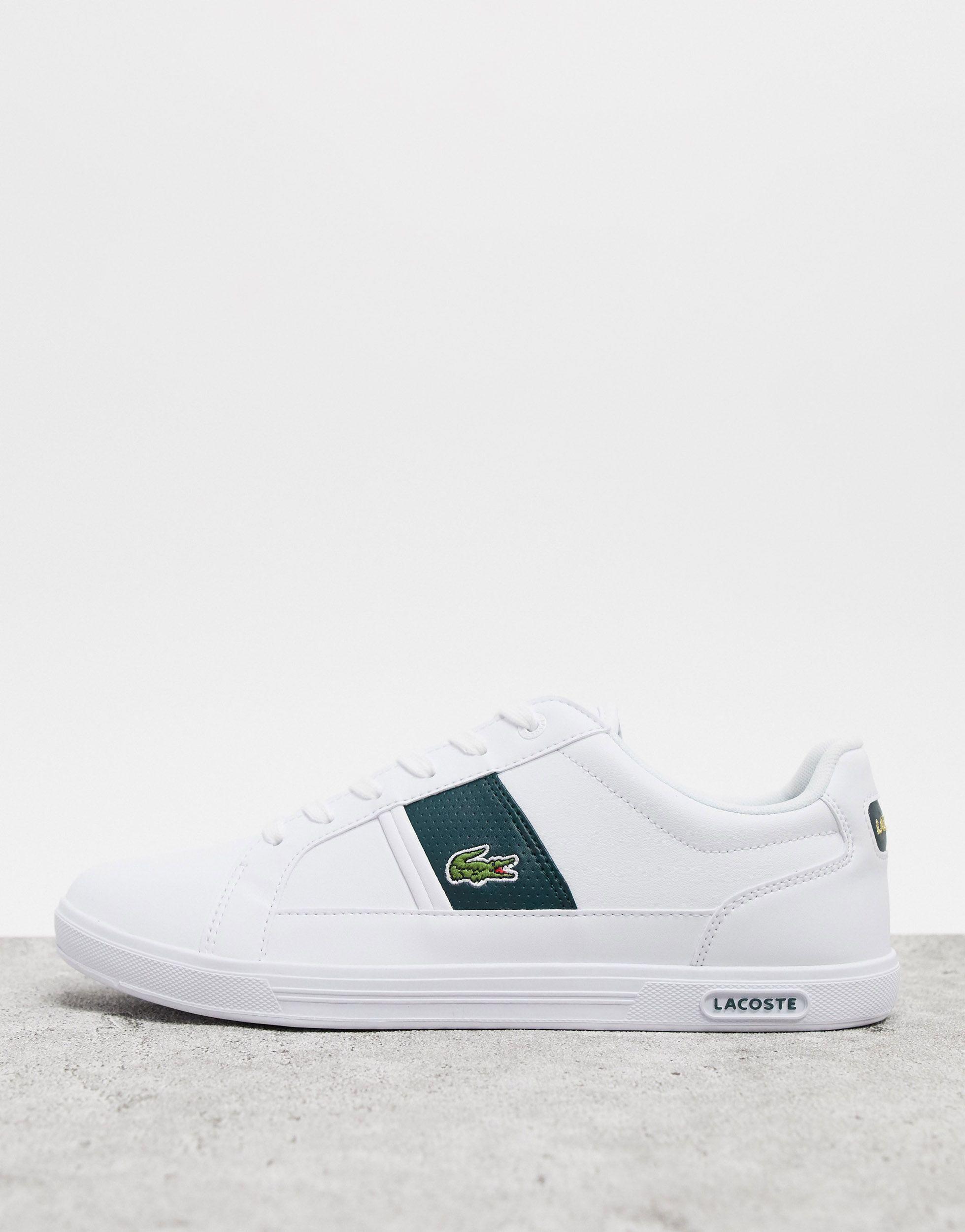 Lacoste Europa Trainers With Green Stripe in White for Men