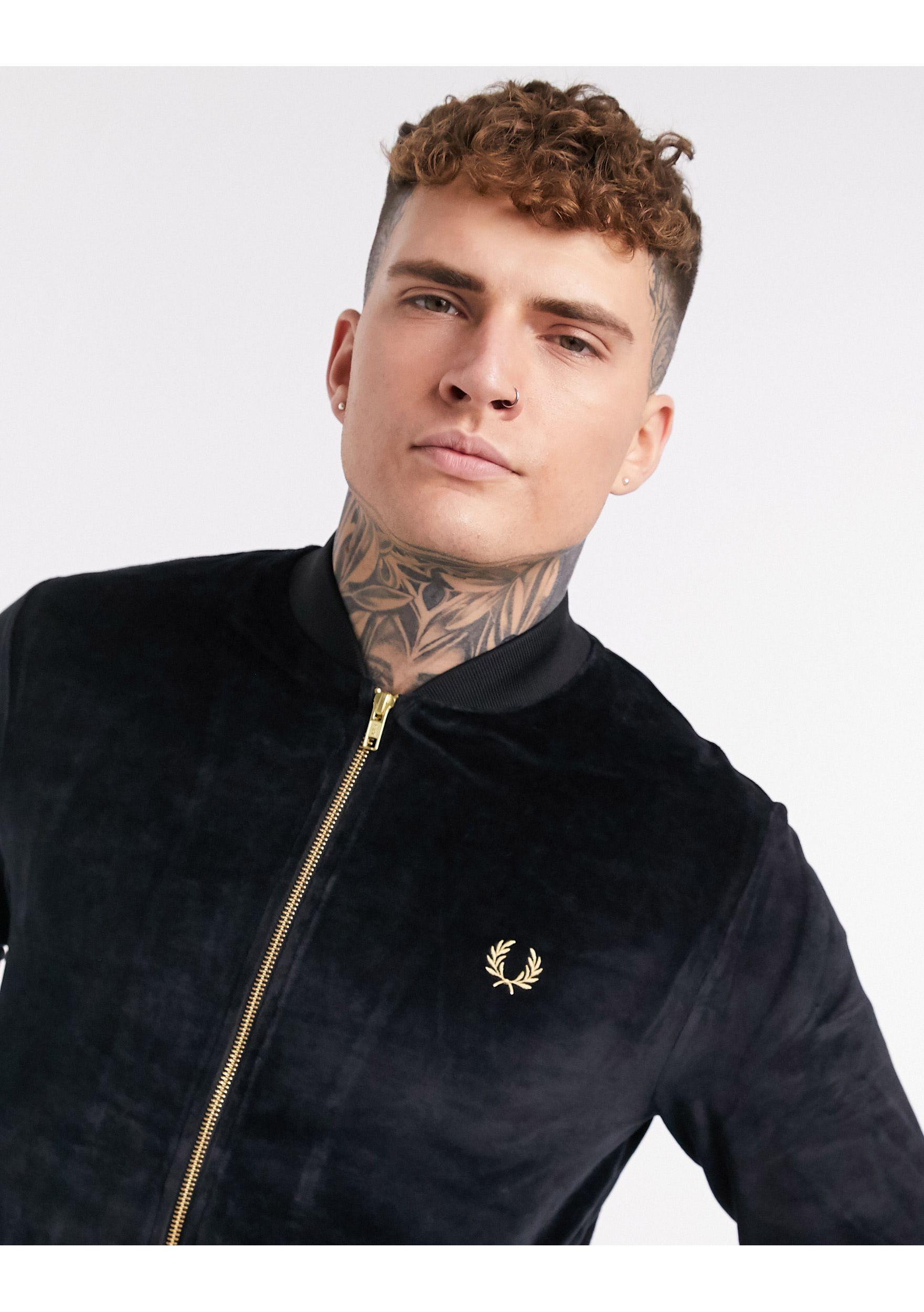 Bomber en velours à détails dorés Fred Perry pour homme en coloris Noir |  Lyst