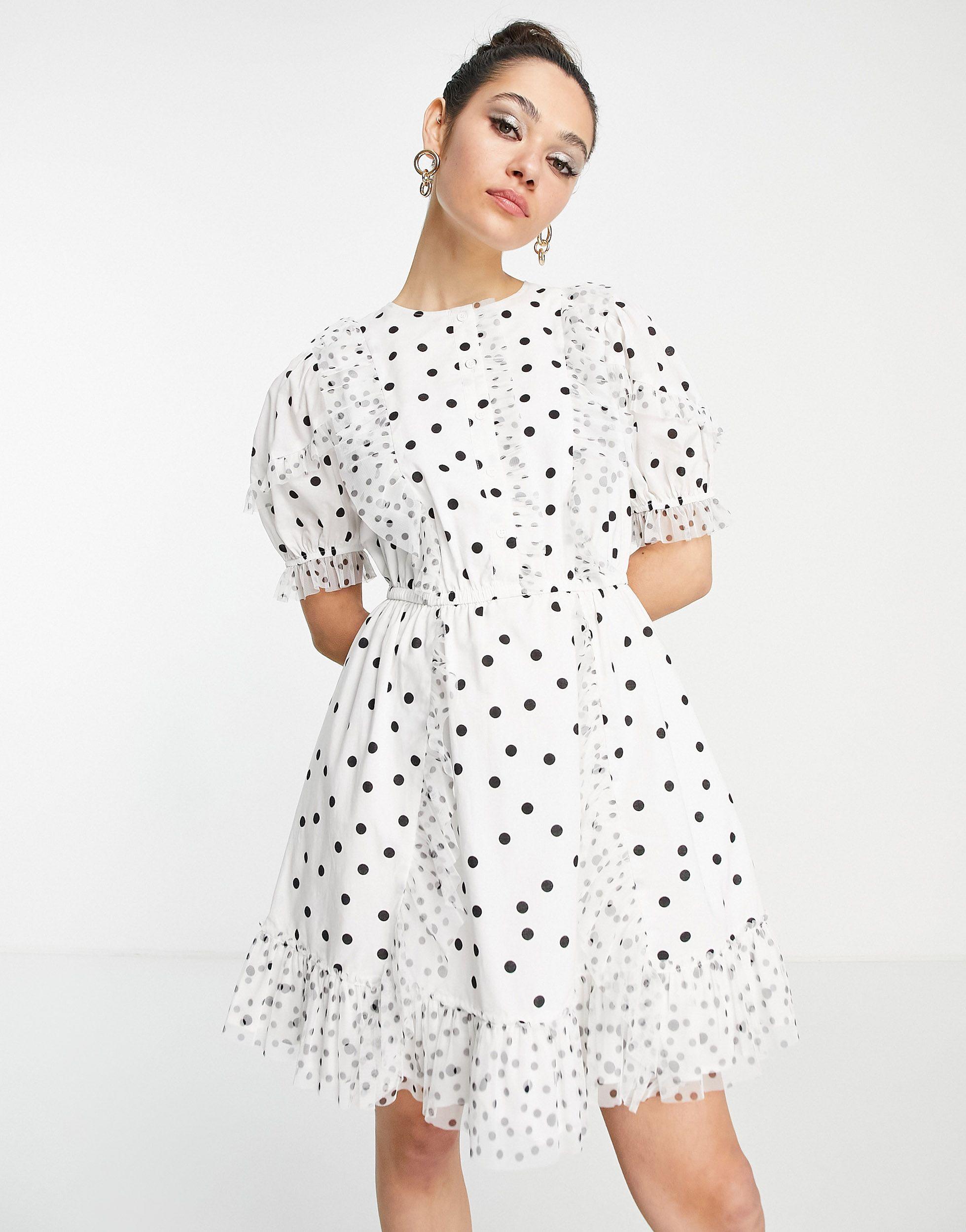 topshop spot ruffle mini dress