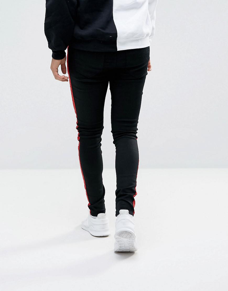 Sixth June Super Skinny Jeans In Black With Red Stripe for Men | Lyst