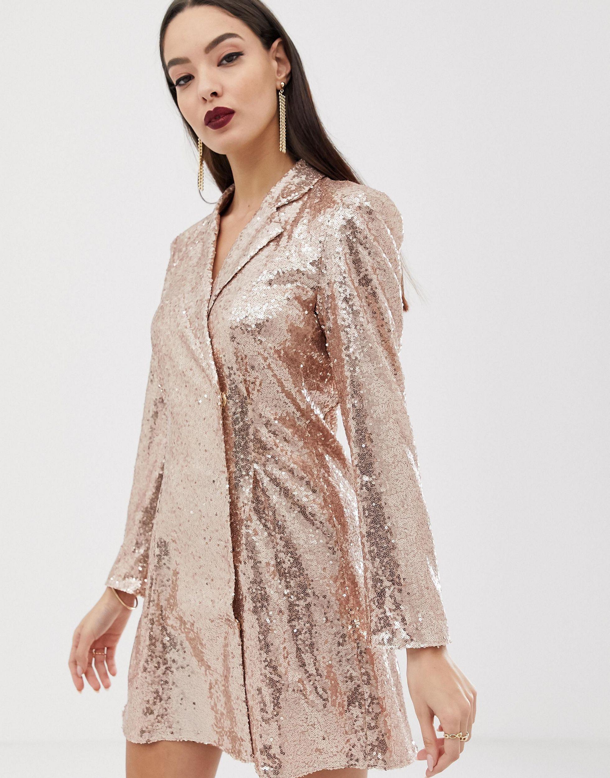 Club L - Abito stile blazer con paillettesClub L London in Materiale  sintetico di colore Rosa | Lyst