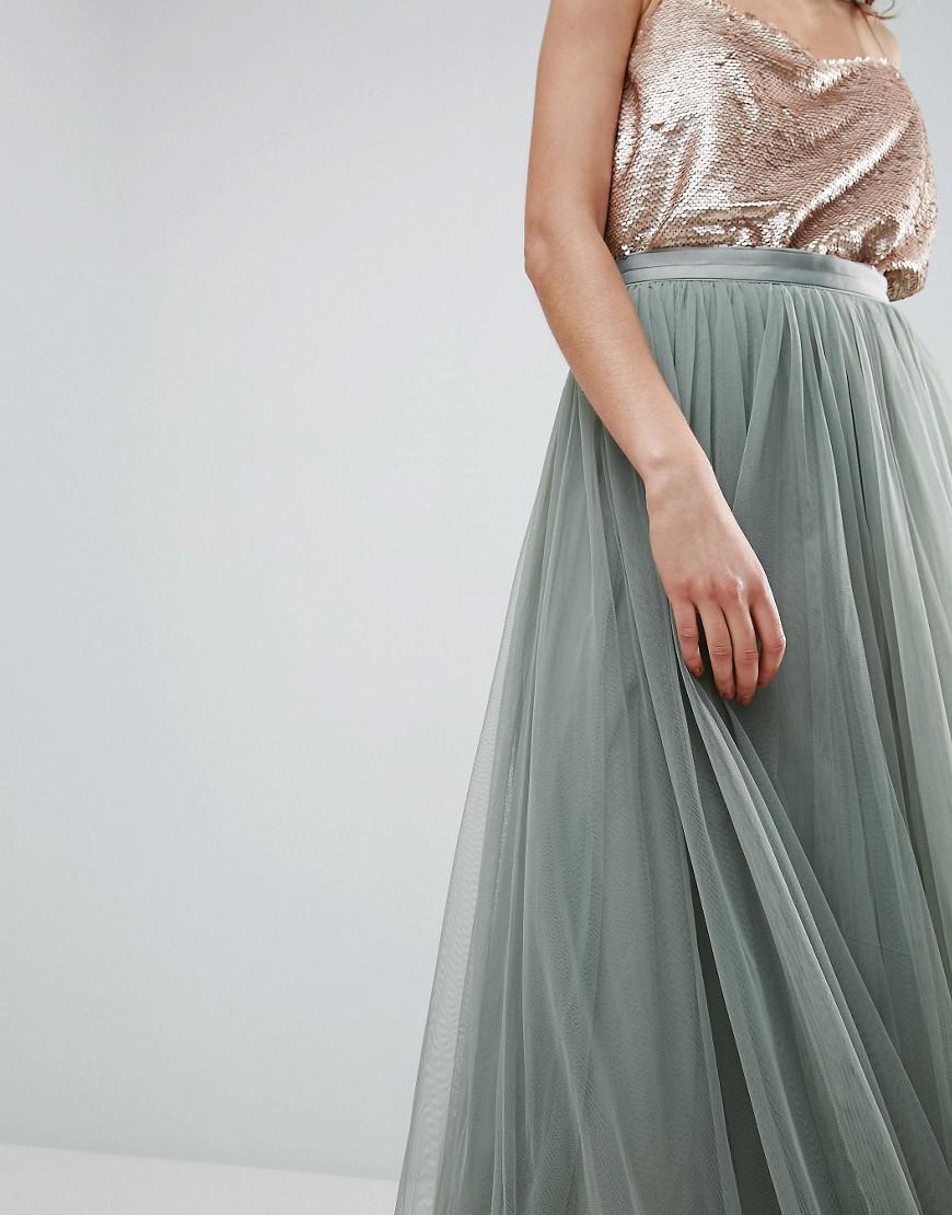 Needle & Thread Needle And Thread Tulle Maxi Skirt in Green | Lyst