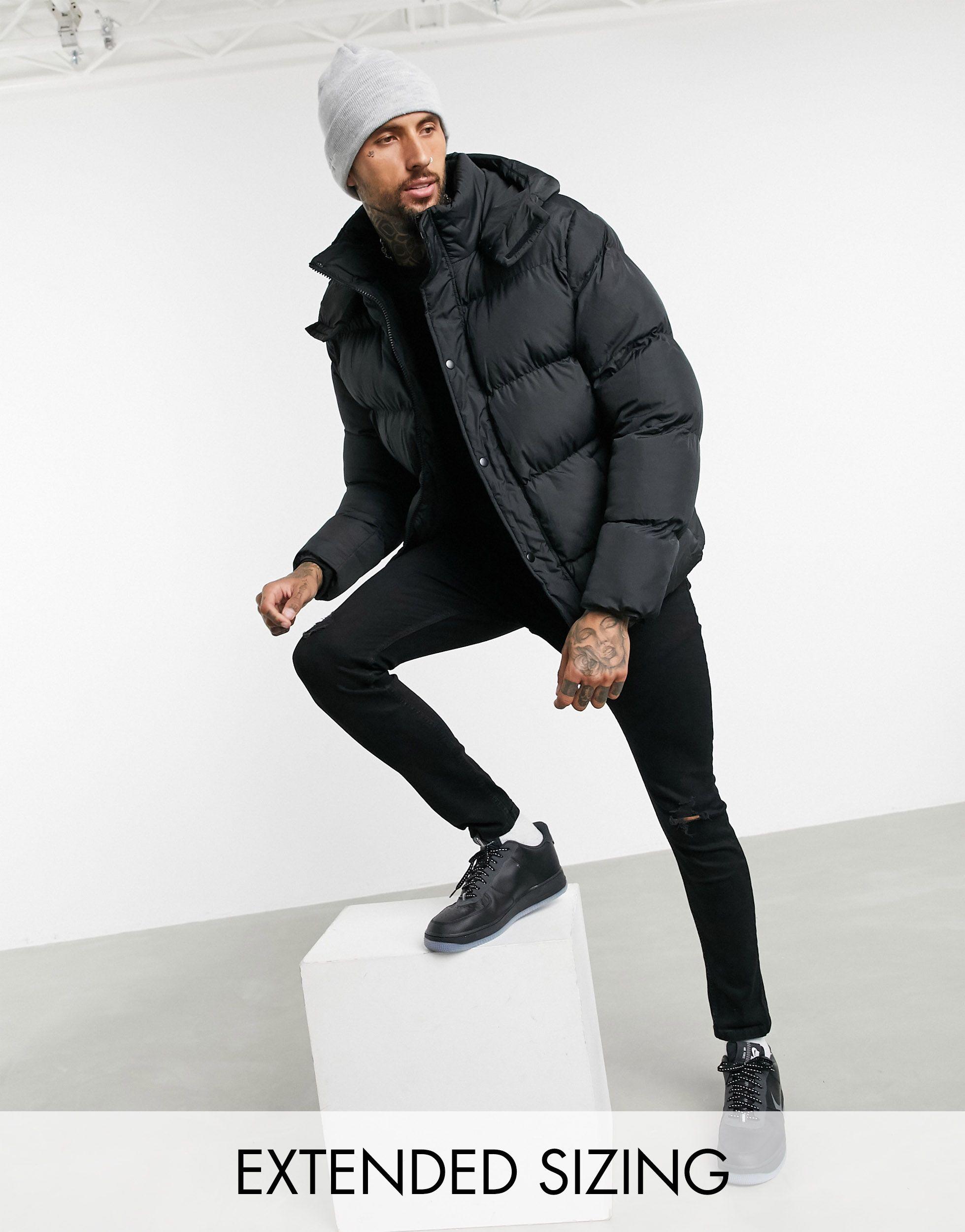 black puffer jacket removable hood