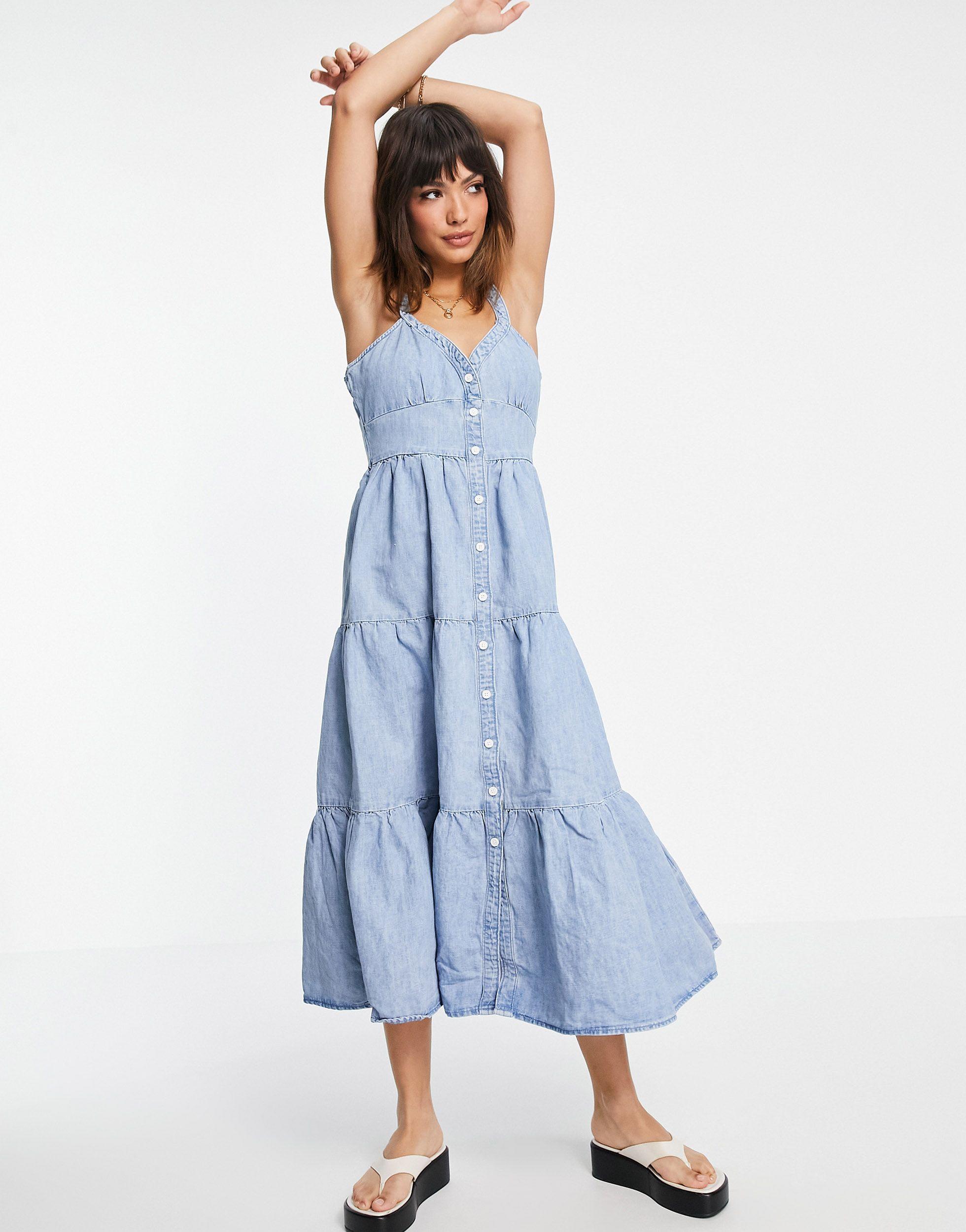 Robe longue en jean Levi's en coloris Bleu | Lyst